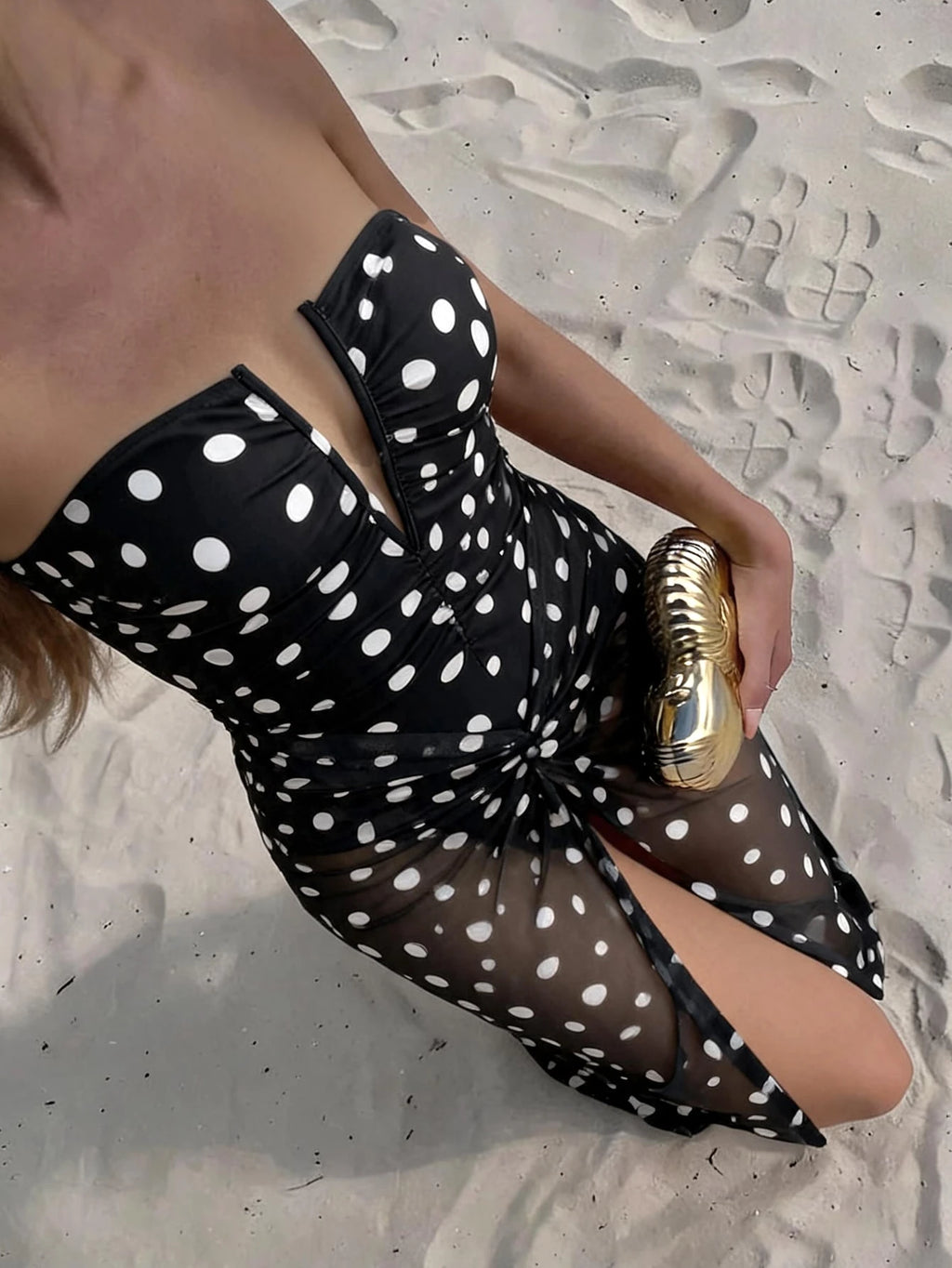 Polka Dot Ruched Swim Set