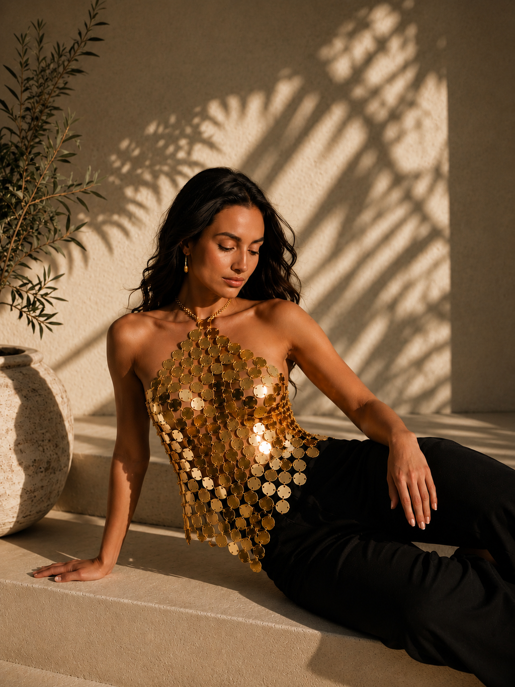 Golden Chainmail Halter Top
