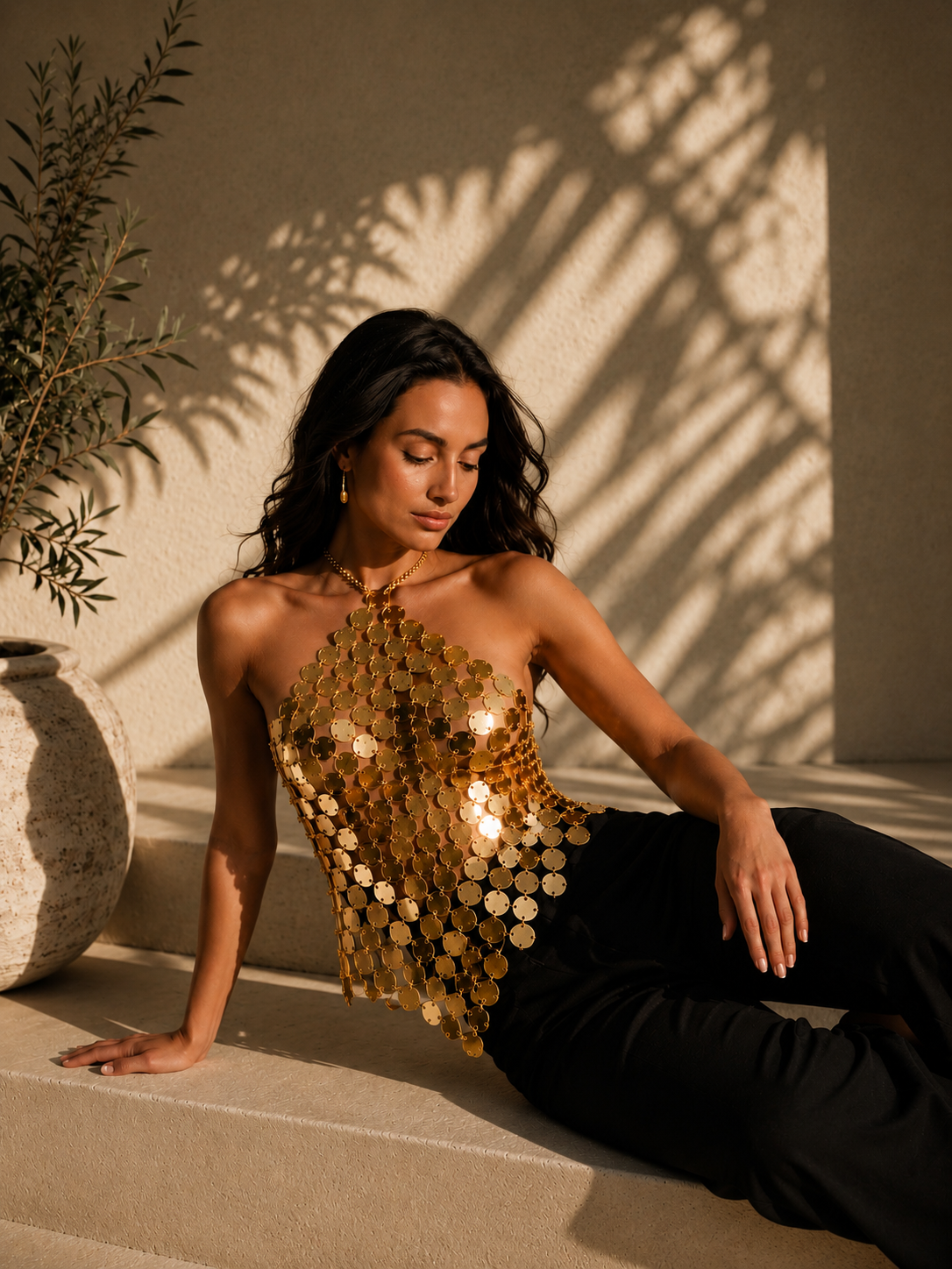 Golden Chainmail Halter Top