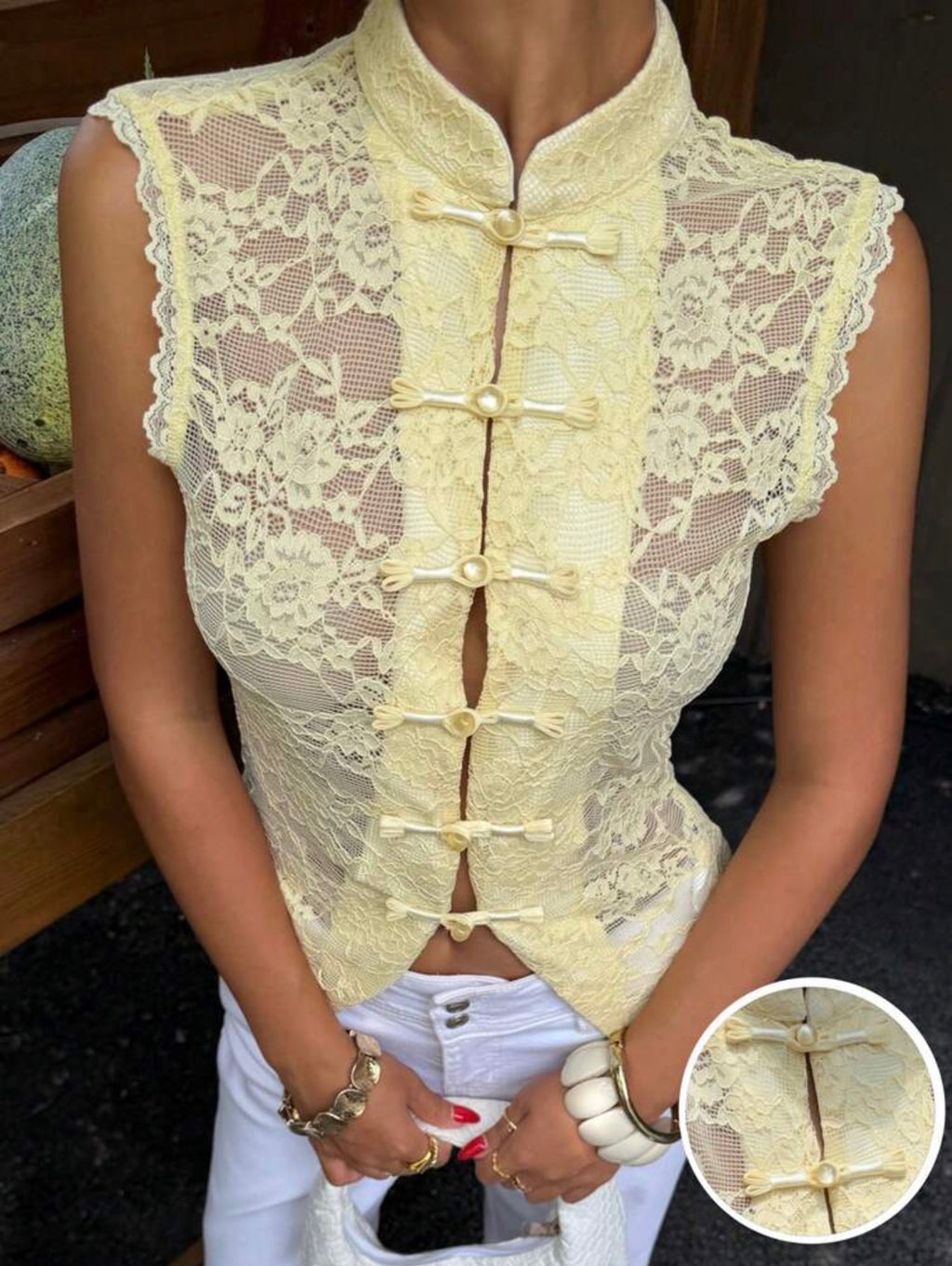 Butter Lace Mandarin Top