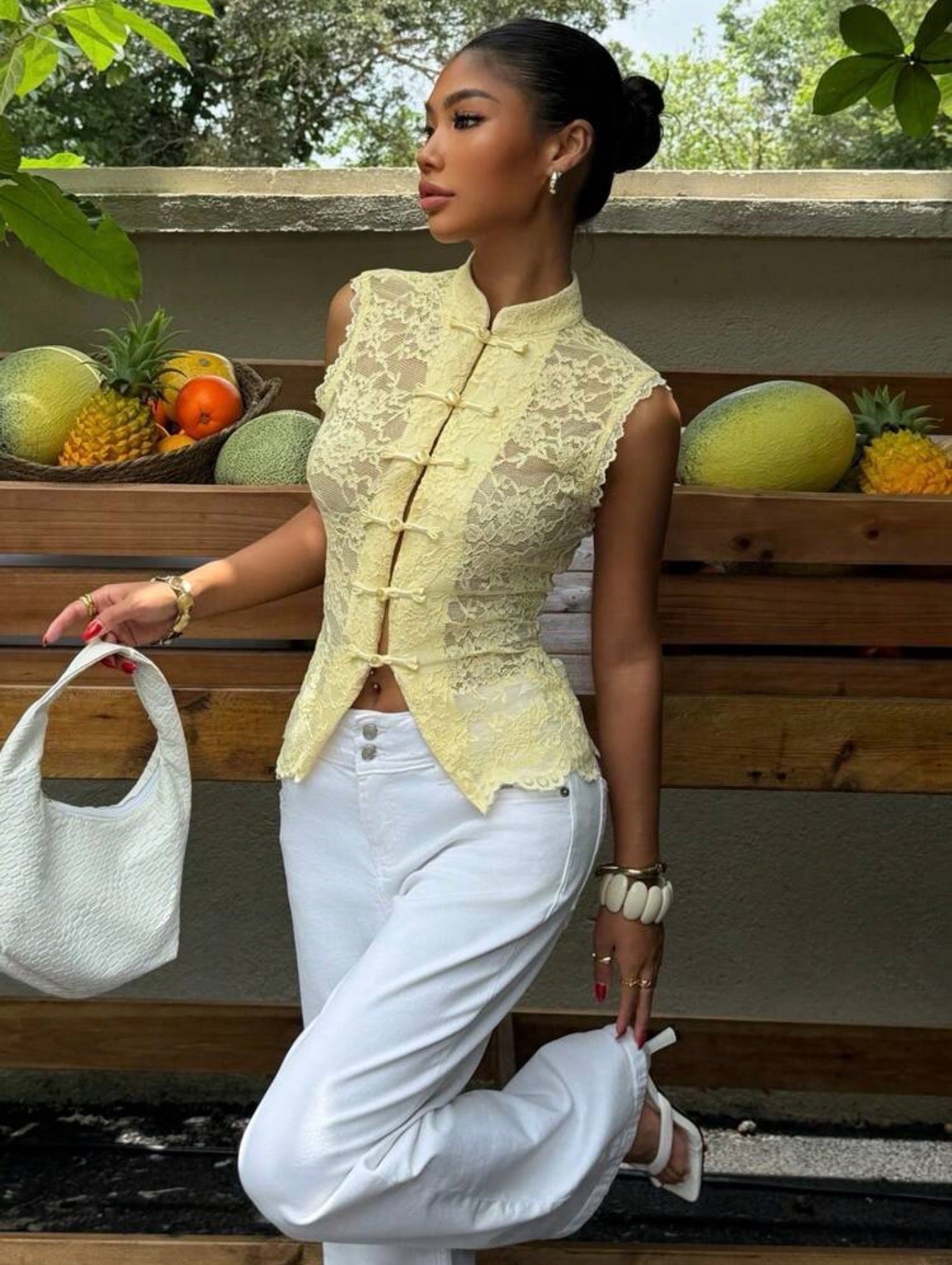 Butter Lace Mandarin Top