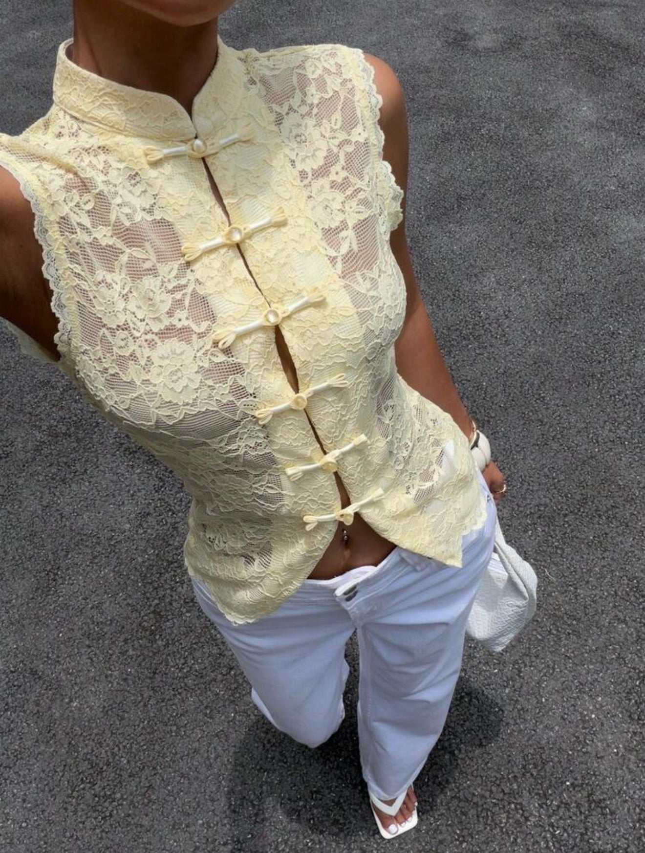 Butter Lace Mandarin Top