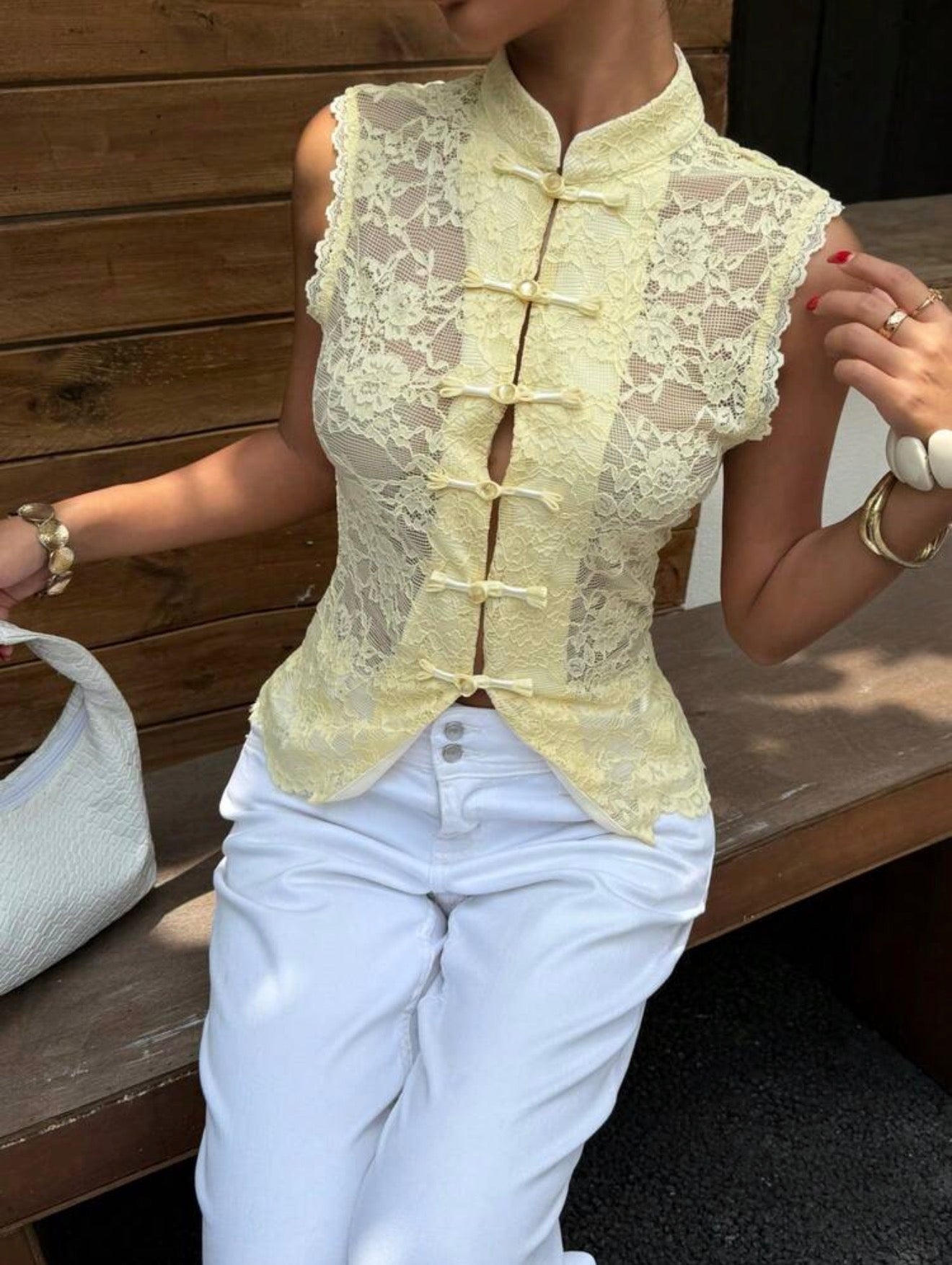 Butter Lace Mandarin Top