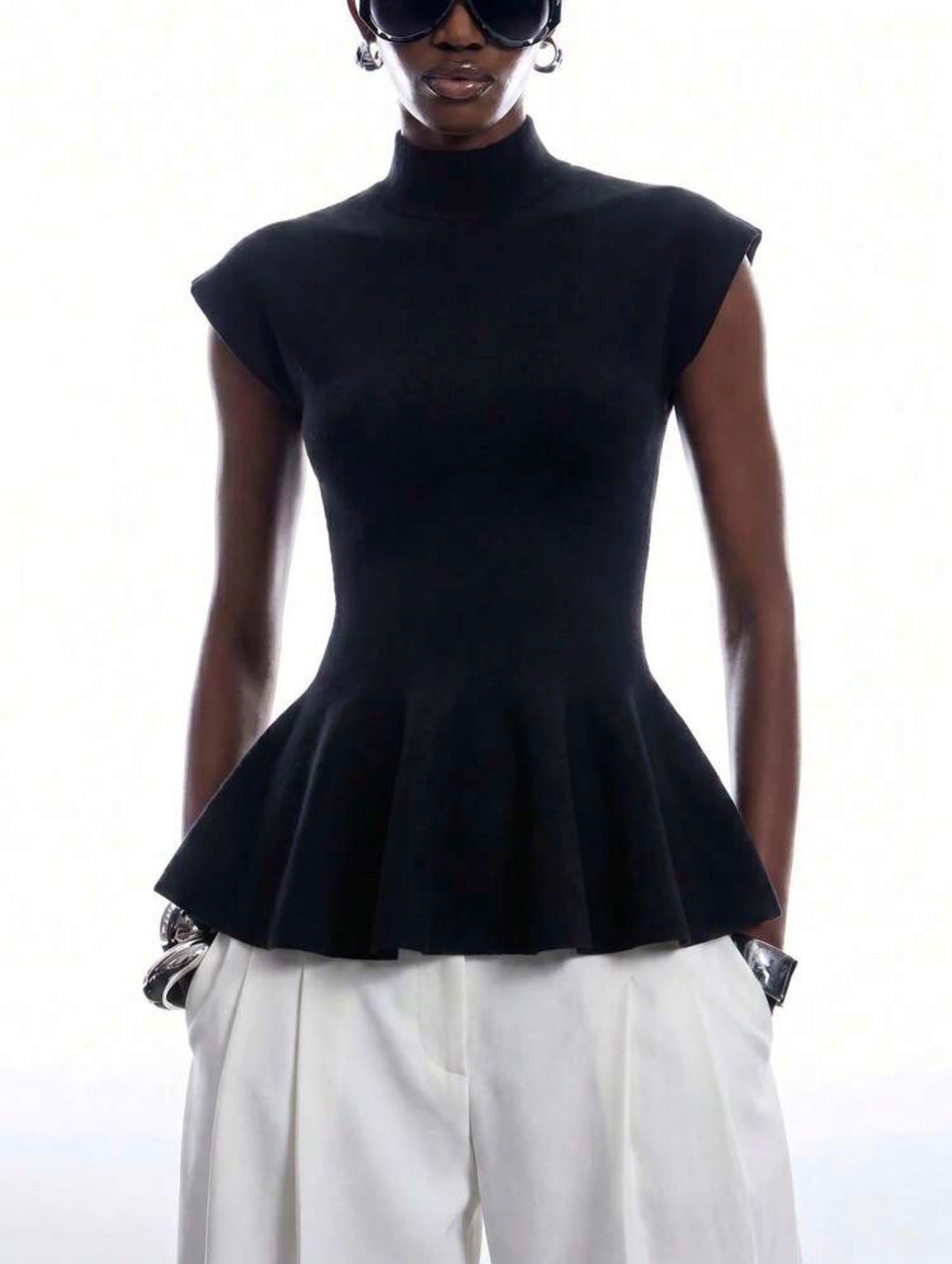 Sculpted Peplum Knit Top