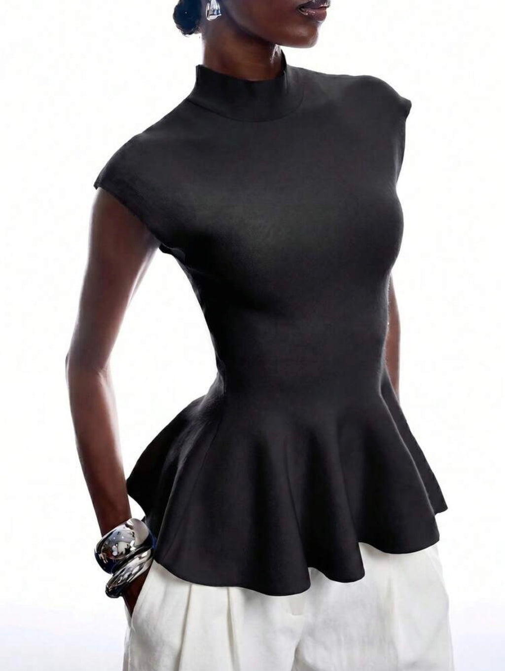 Sculpted Peplum Knit Top