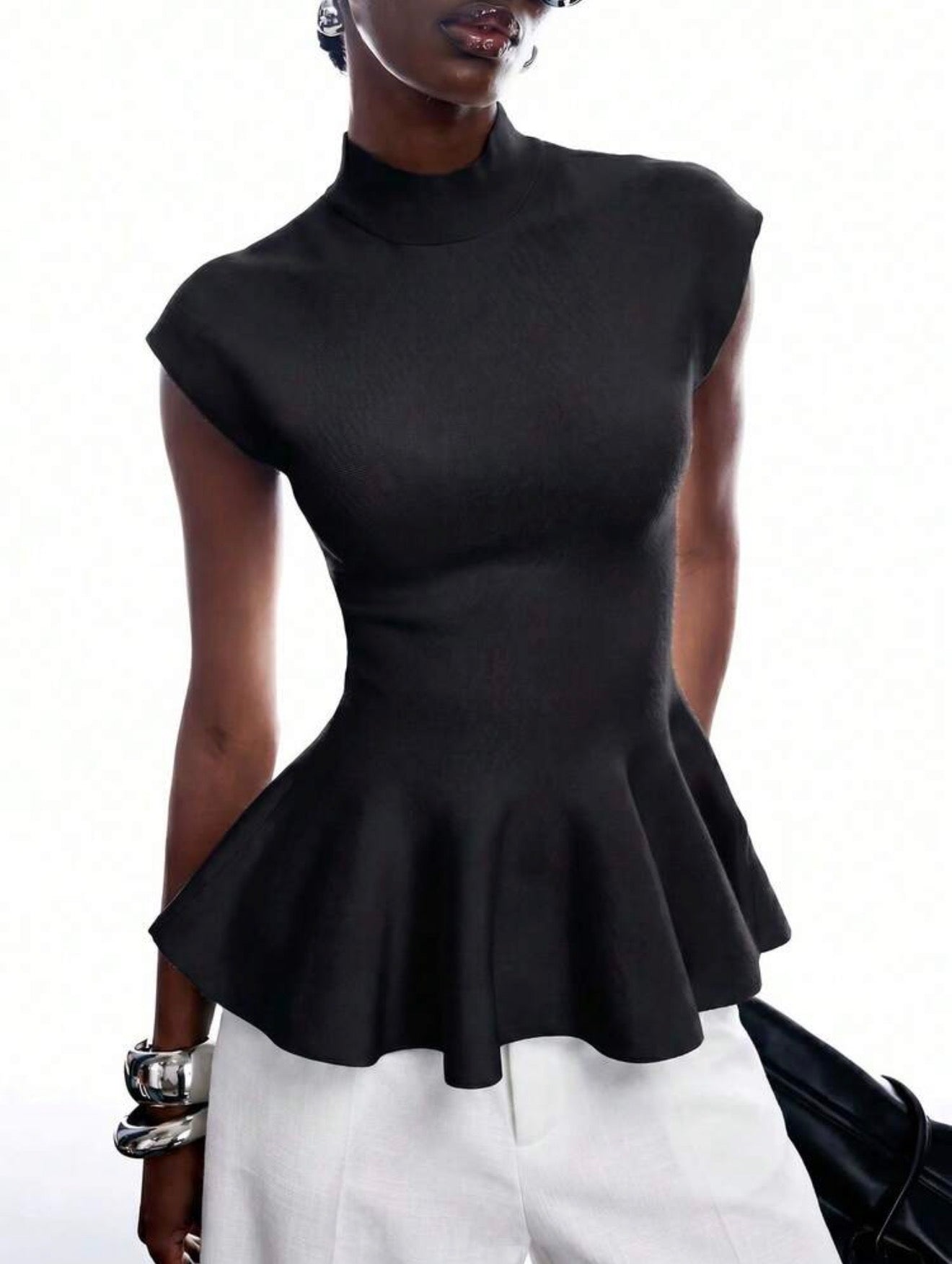 Sculpted Peplum Knit Top