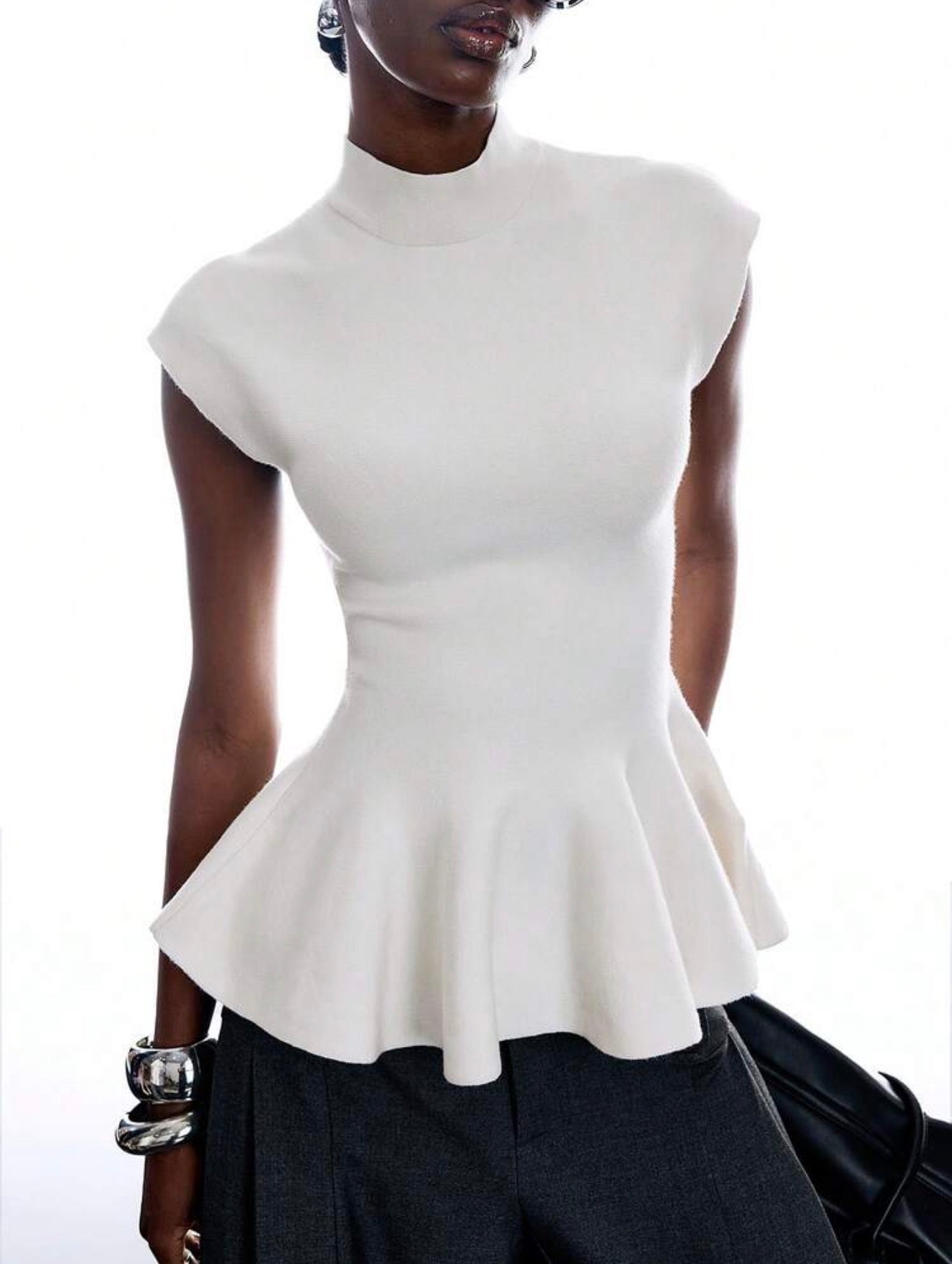 Sculpted Peplum Knit Top