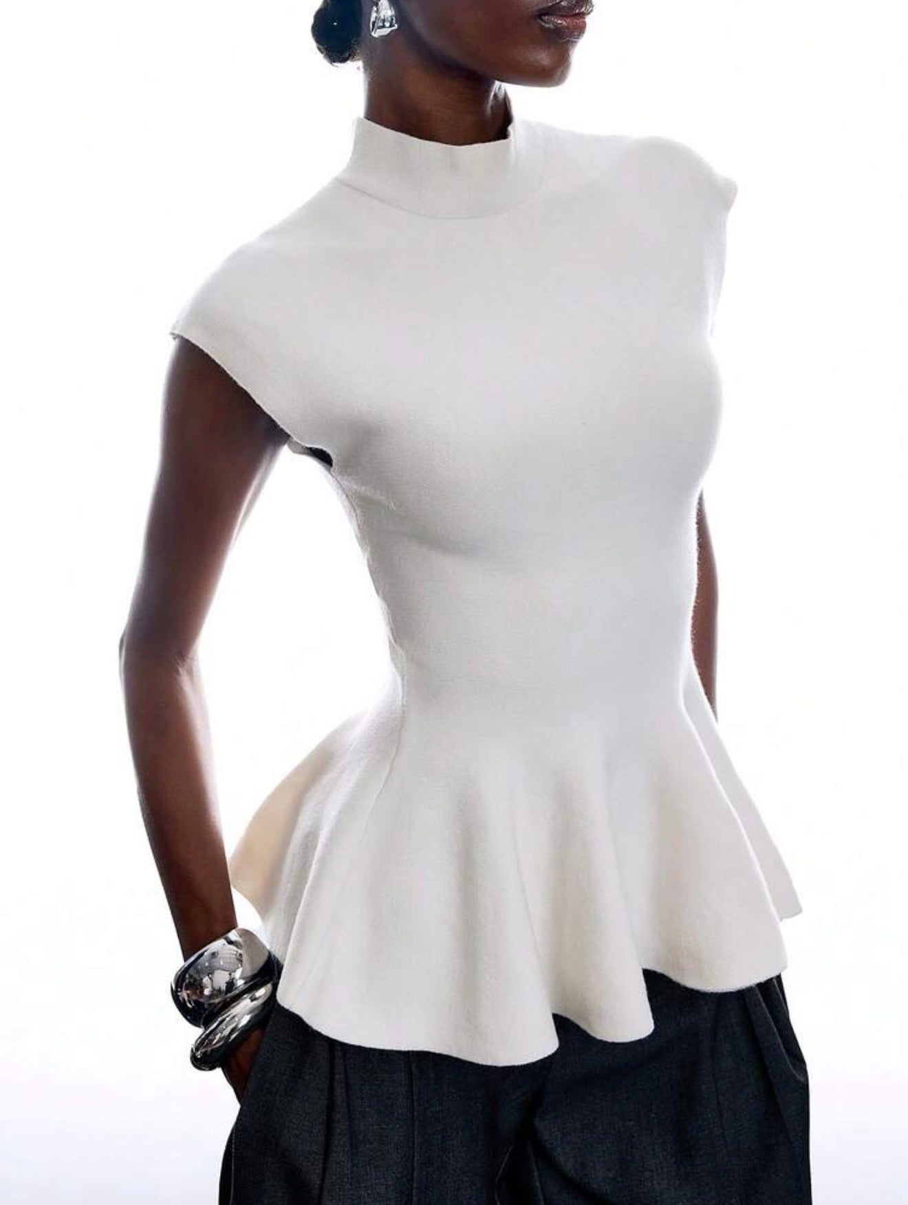 Sculpted Peplum Knit Top