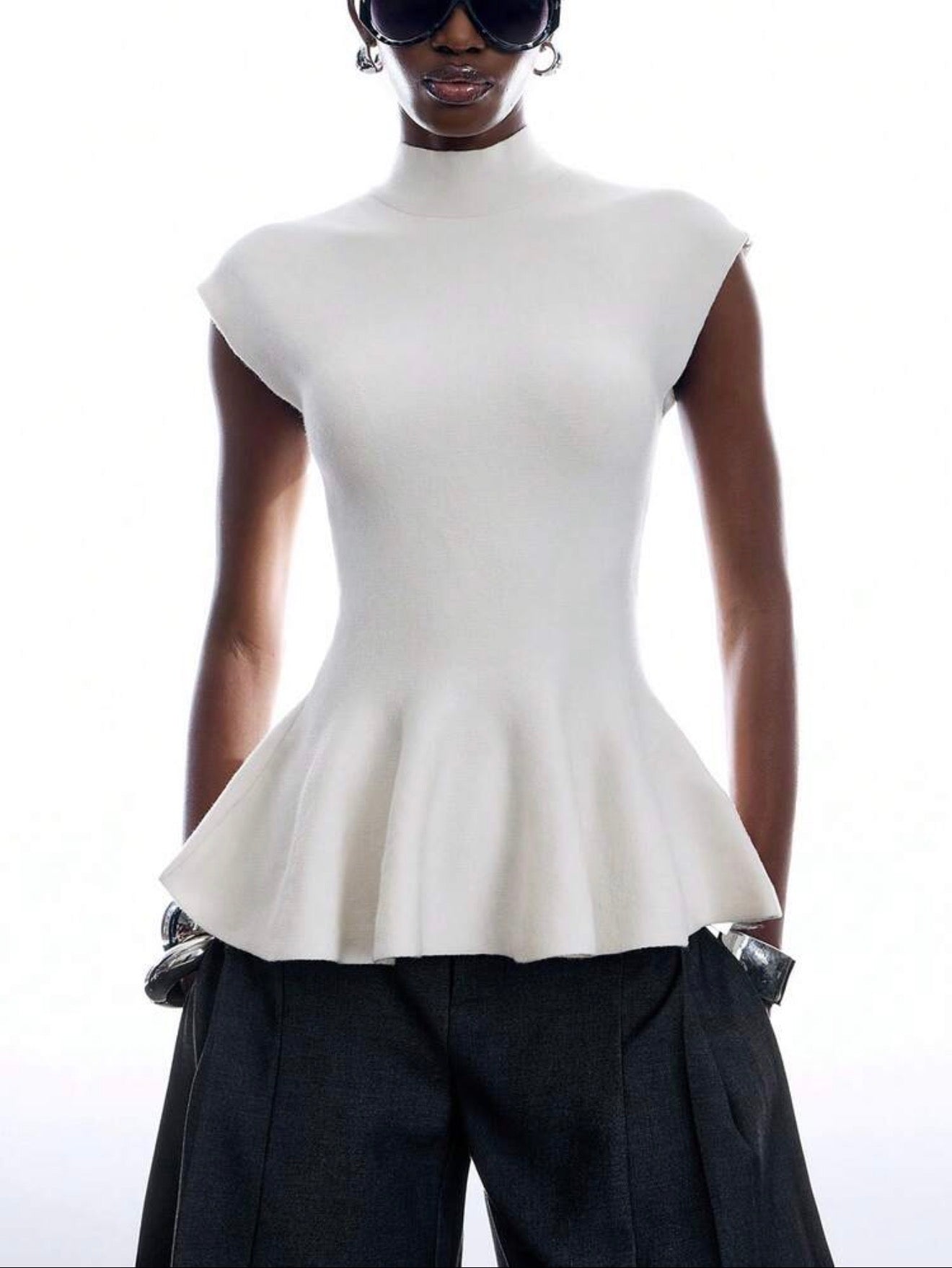 Sculpted Peplum Knit Top