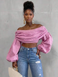 Blush Drape Off-Shoulder Top
