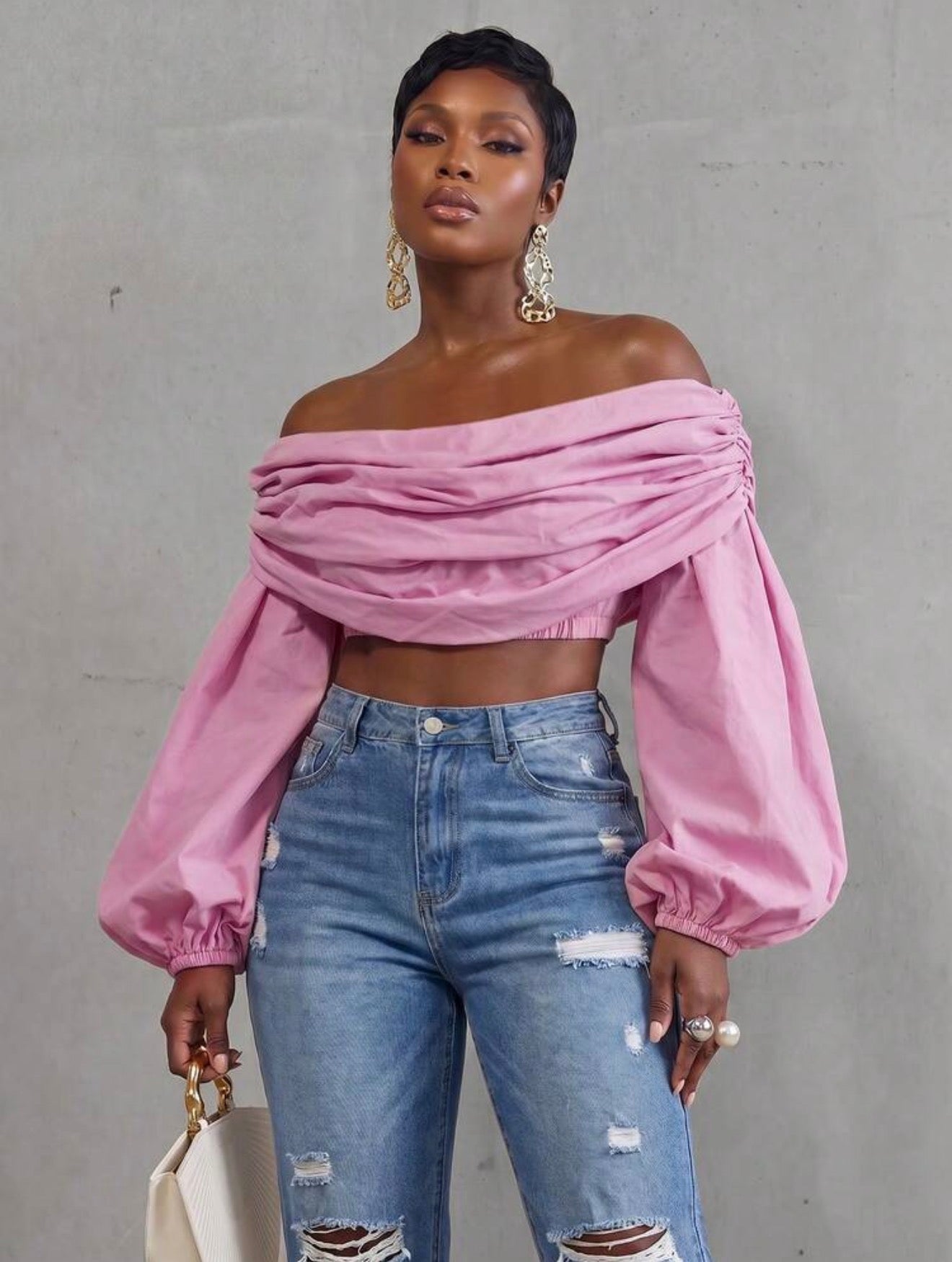 Blush Drape Off-Shoulder Top