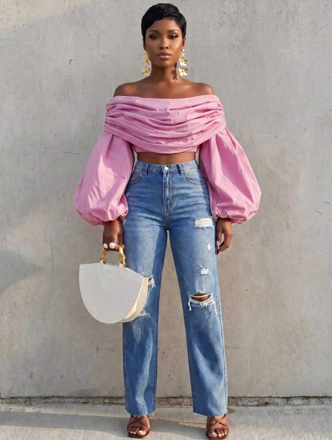 Blush Drape Off-Shoulder Top