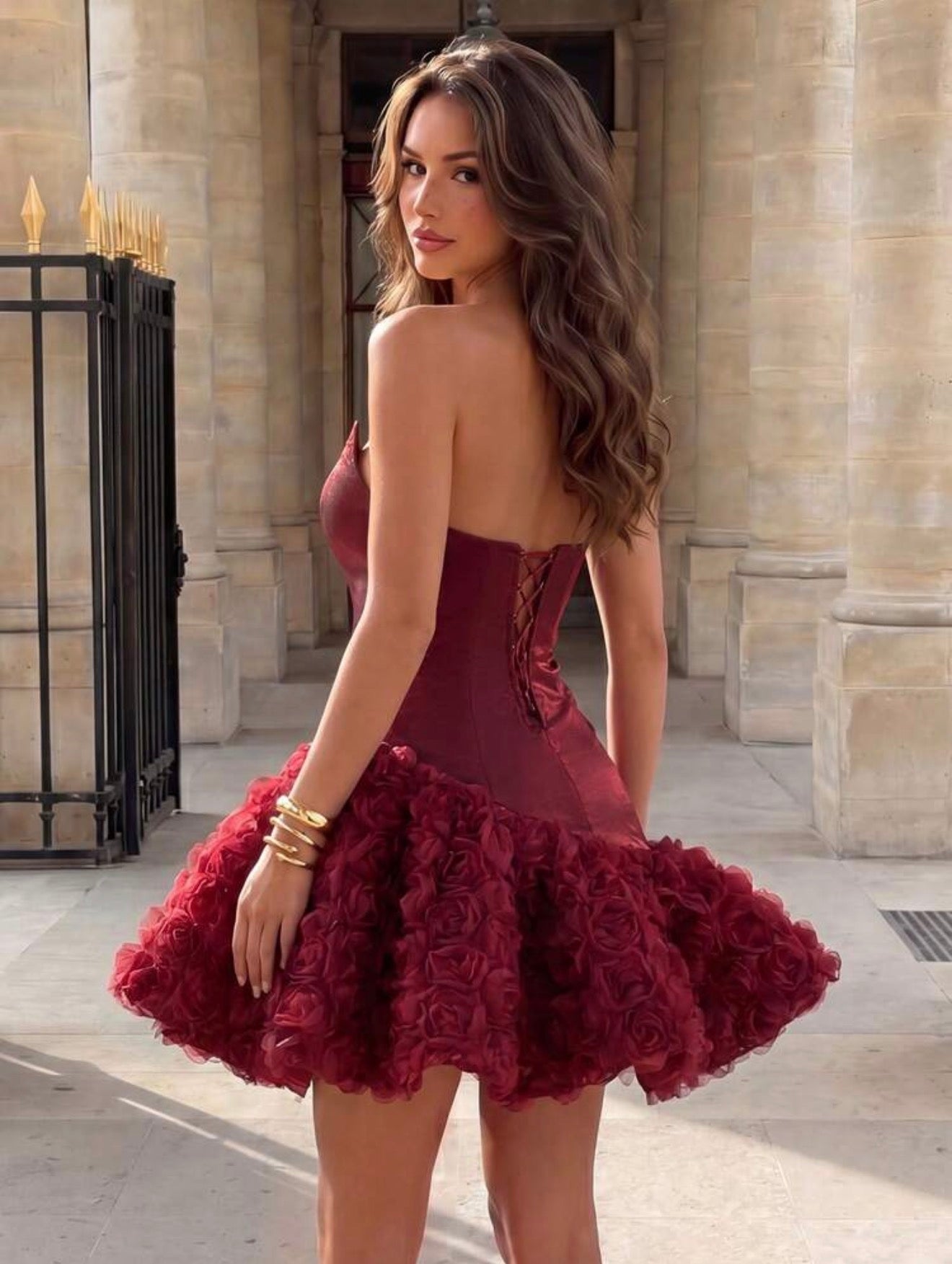 Rosette Bloom Mini Dress