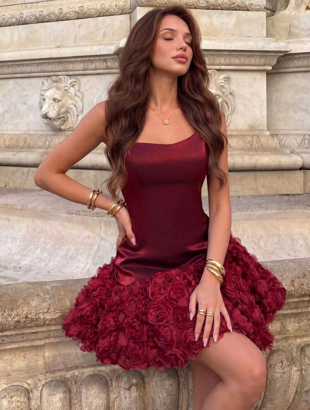 Rosette Bloom Mini Dress