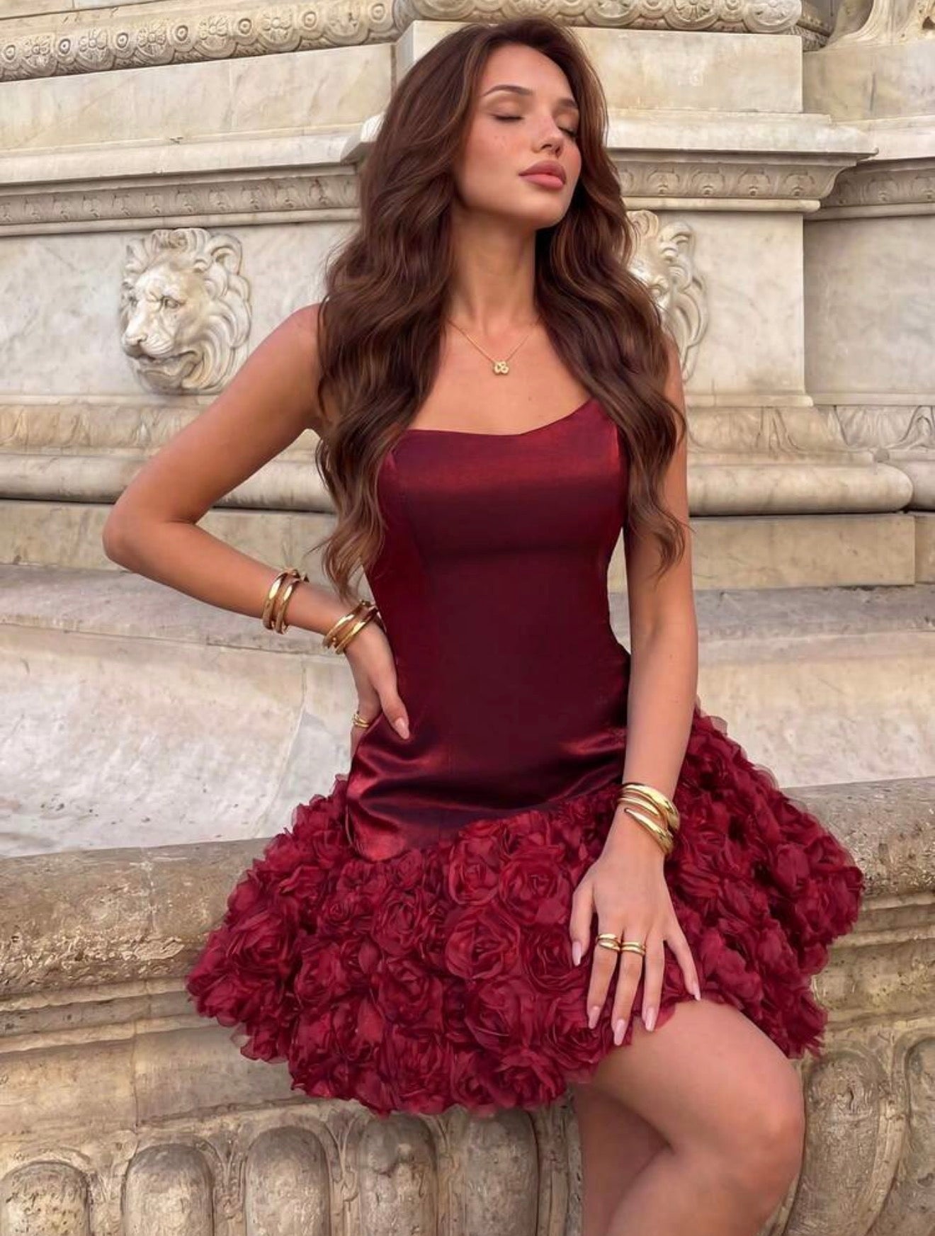 Rosette Bloom Mini Dress