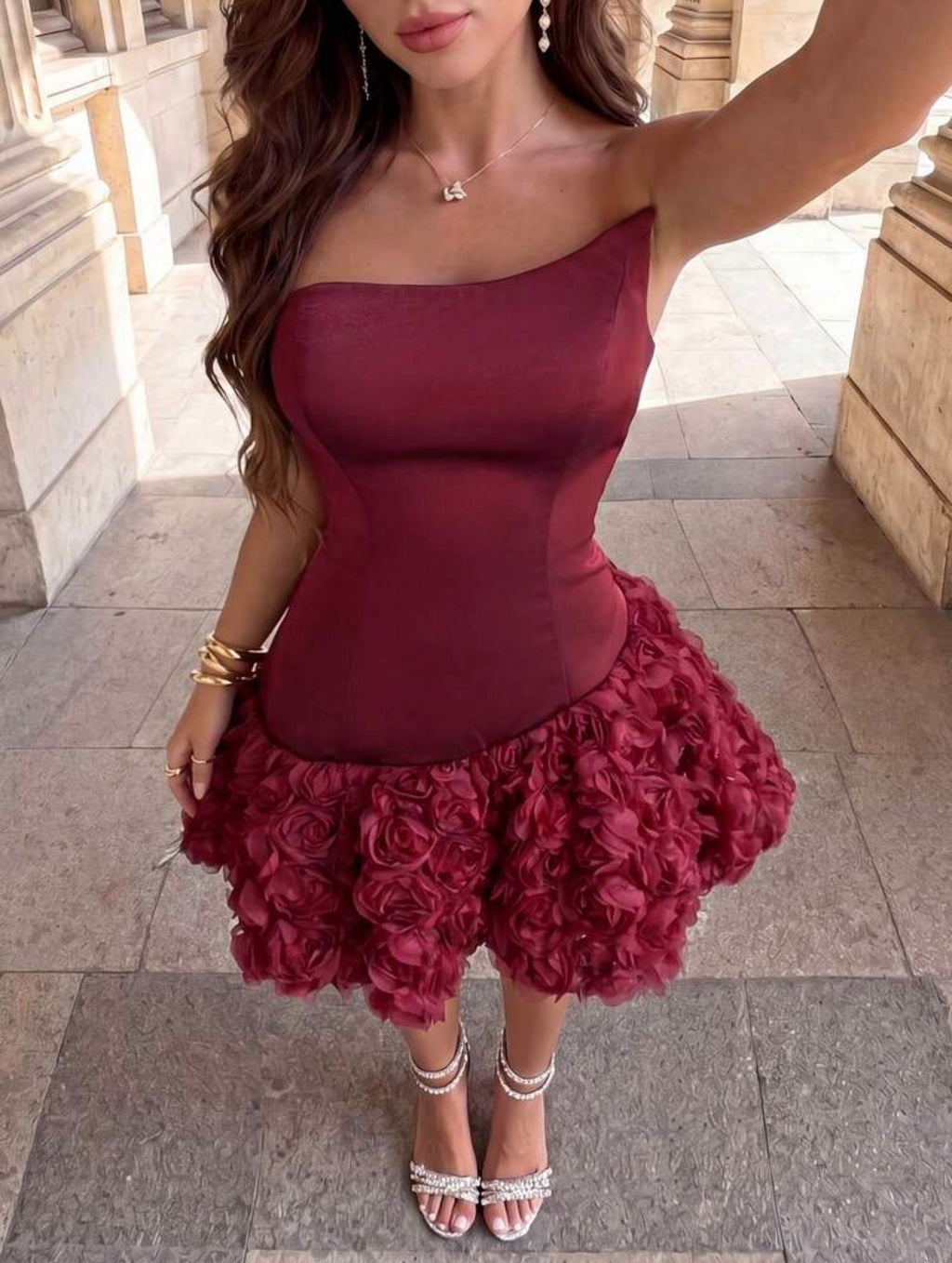 Rosette Bloom Mini Dress
