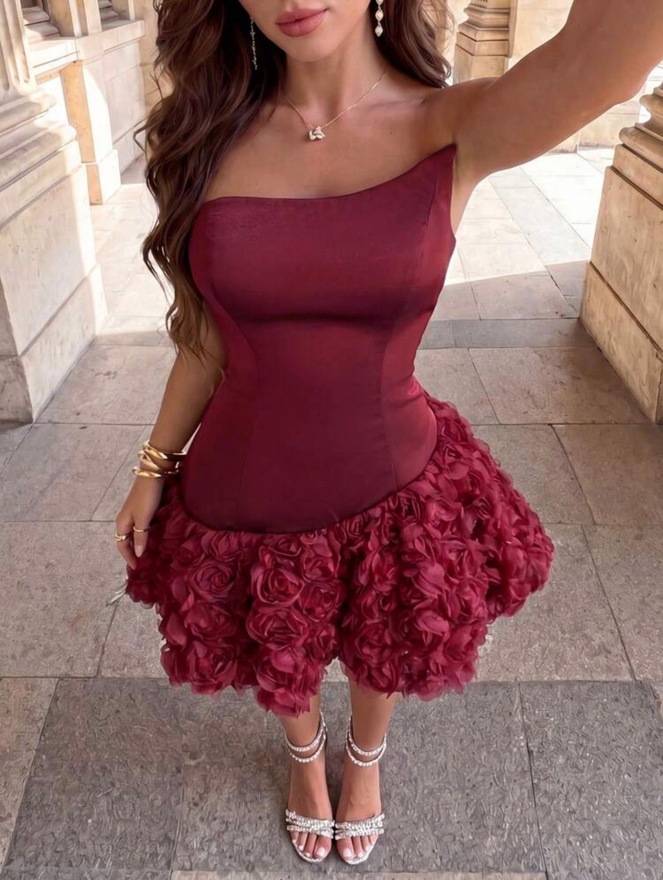 Rosette Bloom Mini Dress