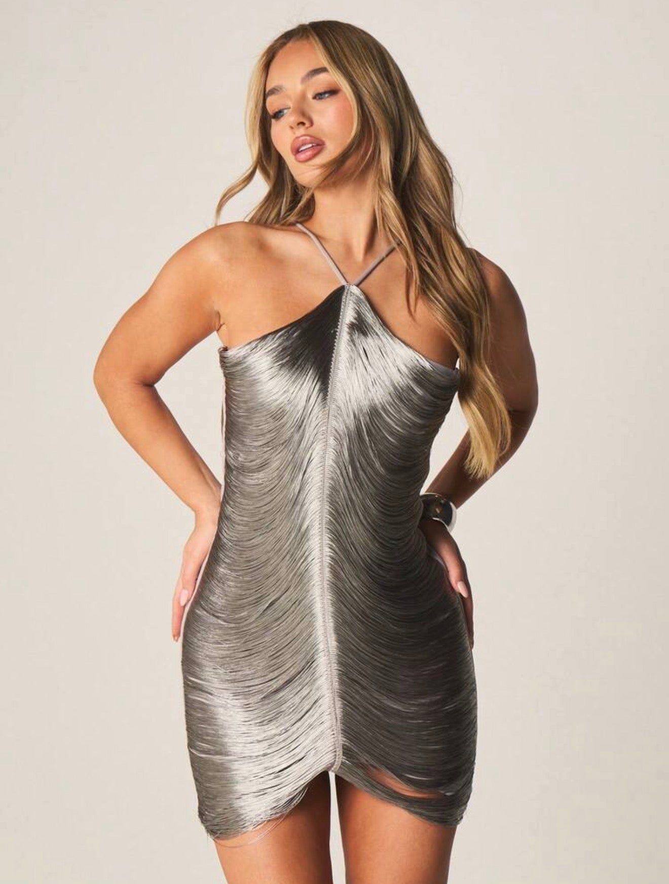 Argent Fringe Mini Dress