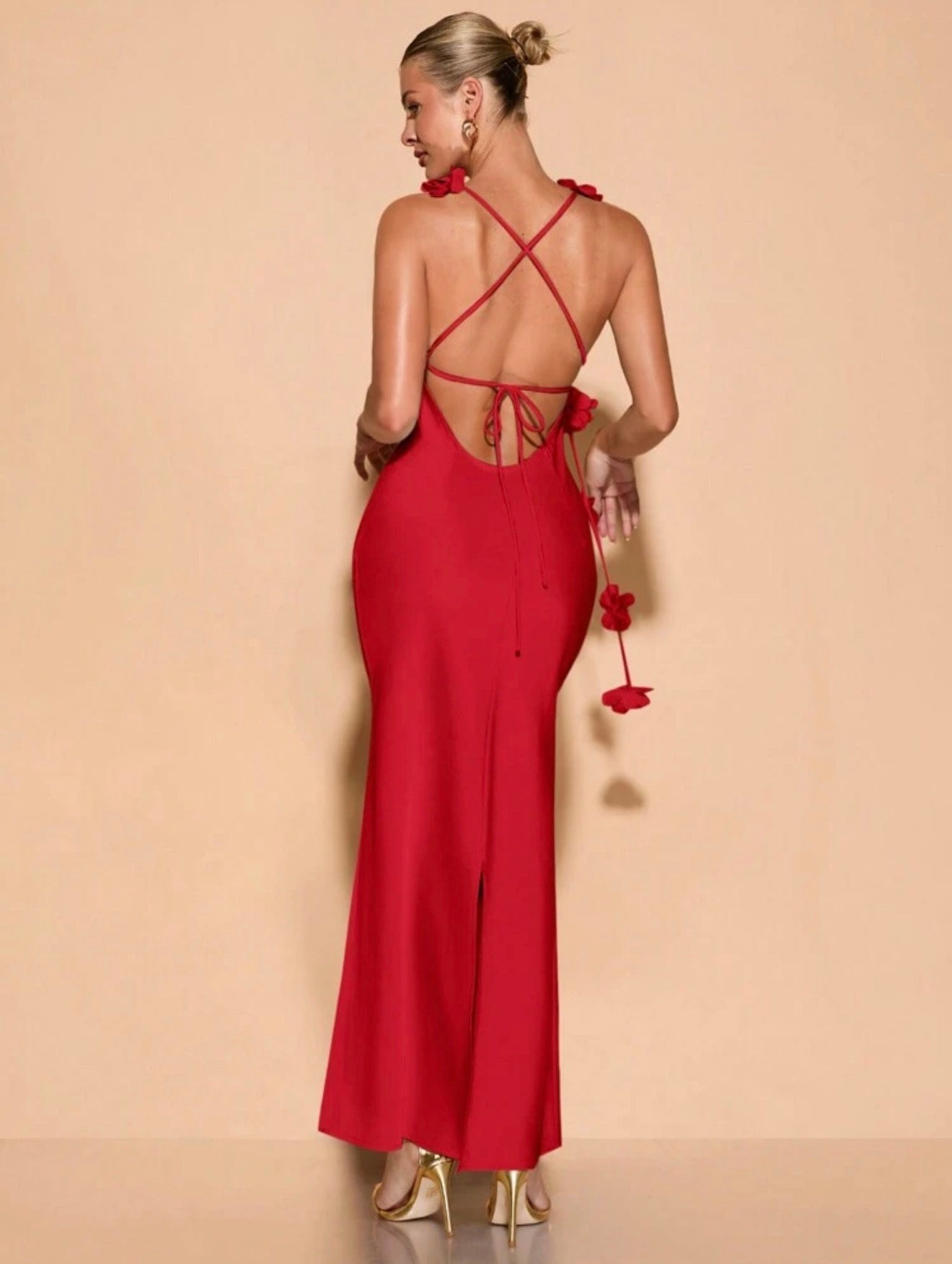 Bloom Tie Satin Dress