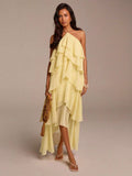 Waterfall Ruffle Maxi Dress