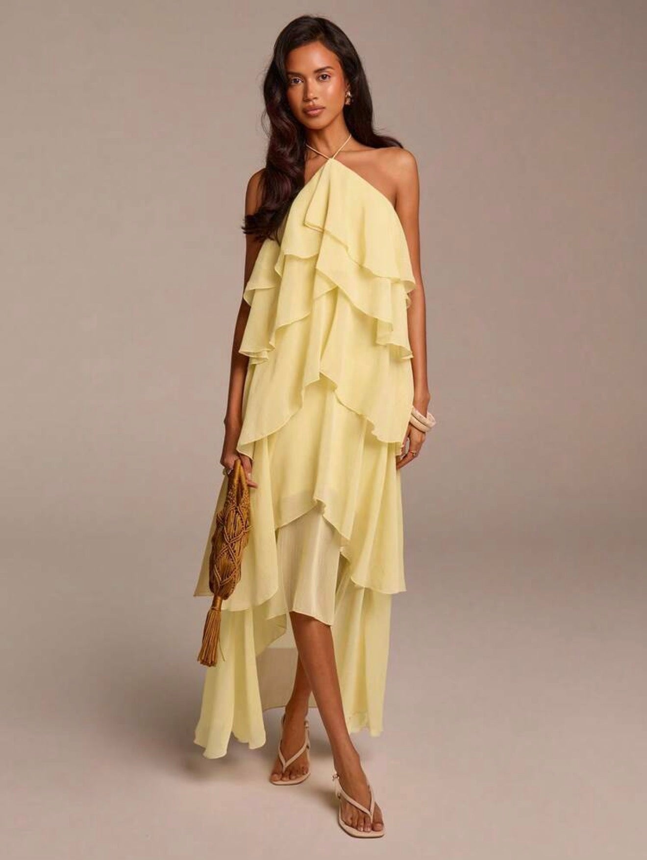 Waterfall Ruffle Maxi Dress