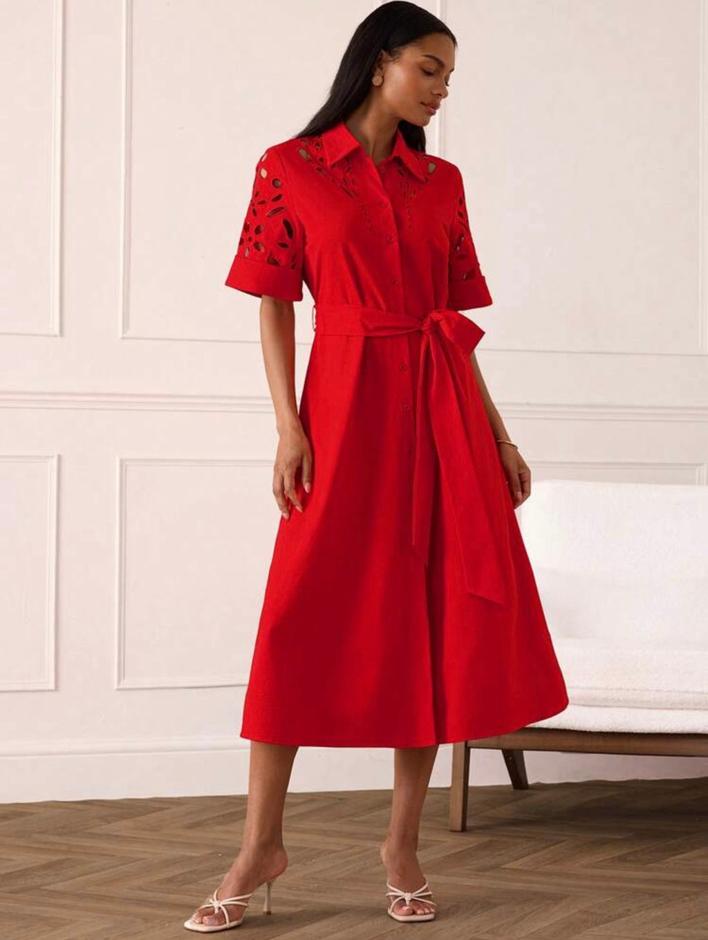 Scarlet Cutwork Midi