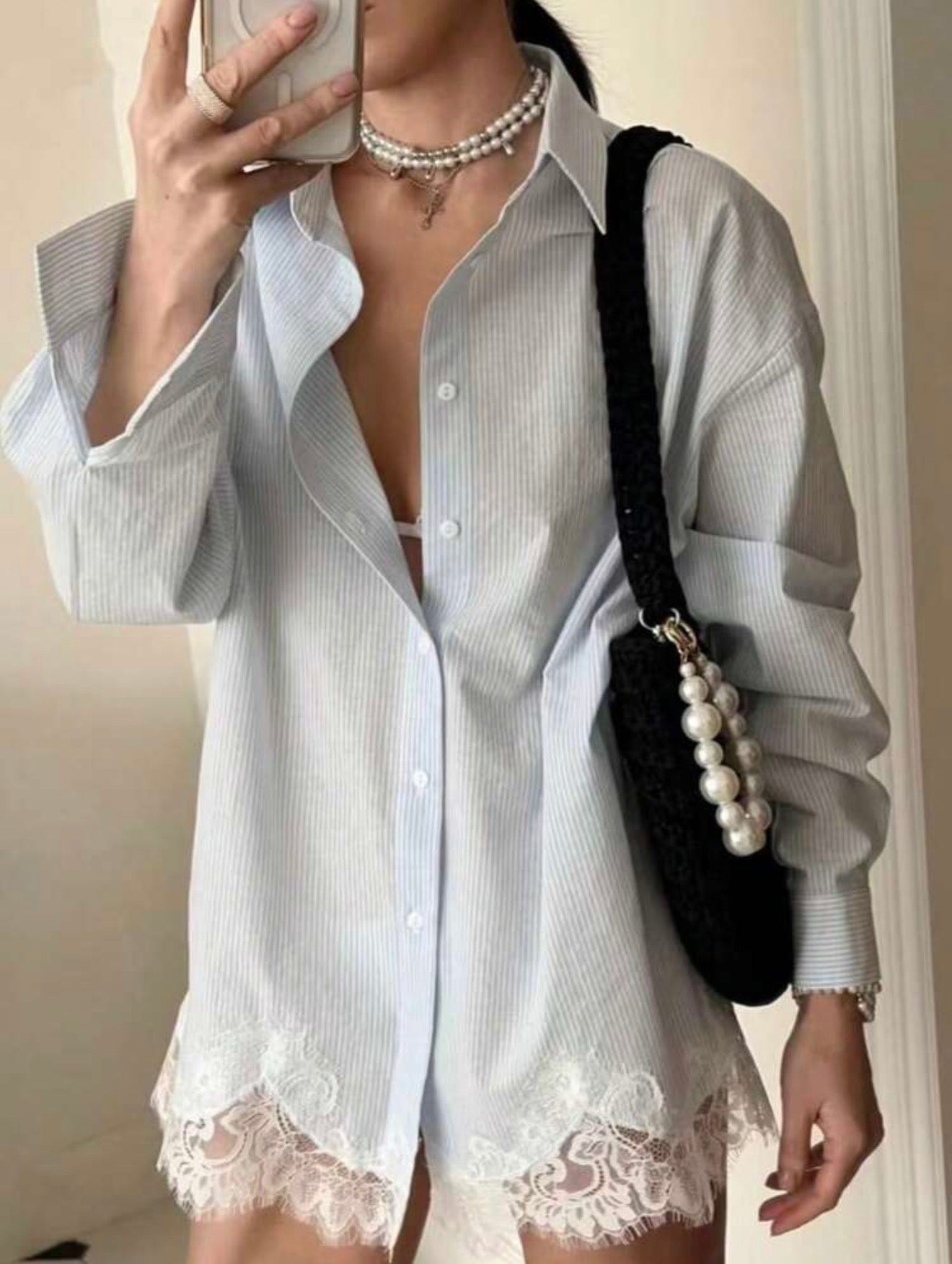 Lace Stripe Shirt