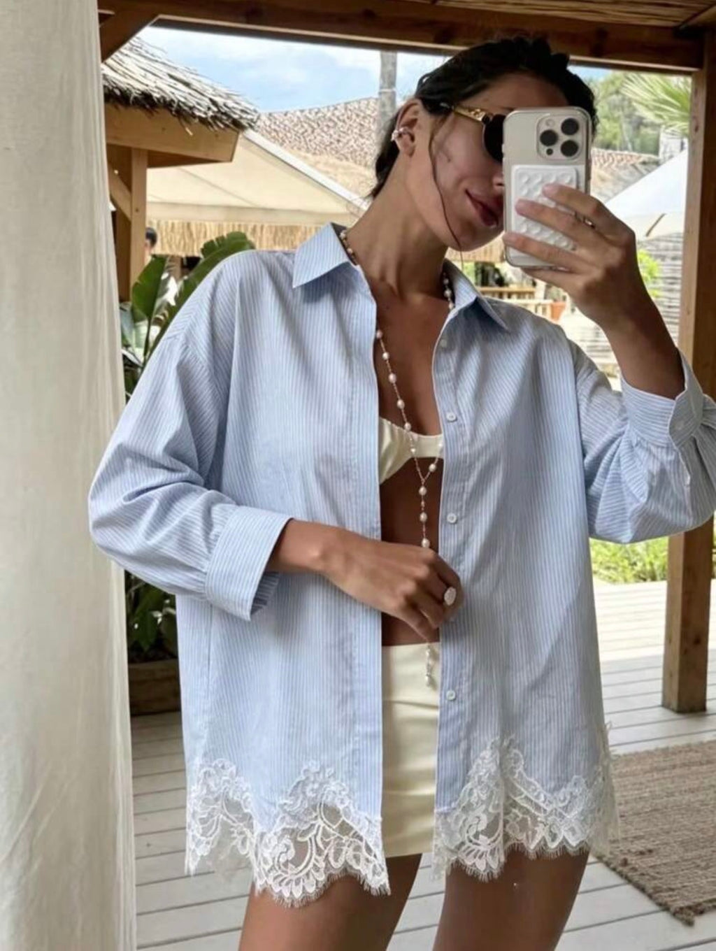 Lace Stripe Shirt