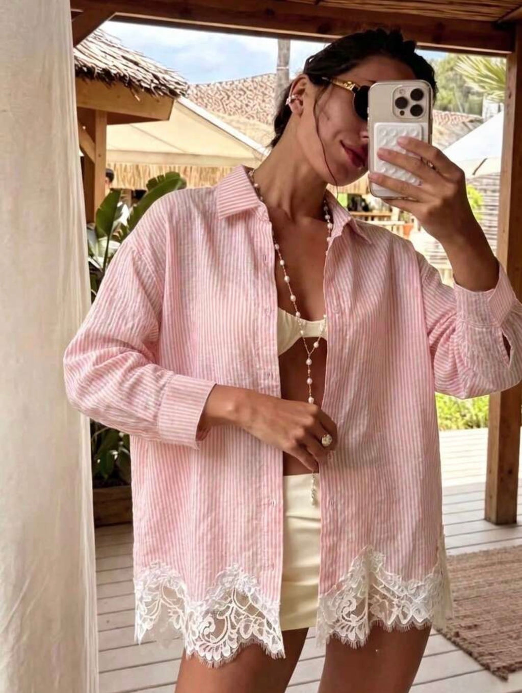 Lace Stripe Shirt
