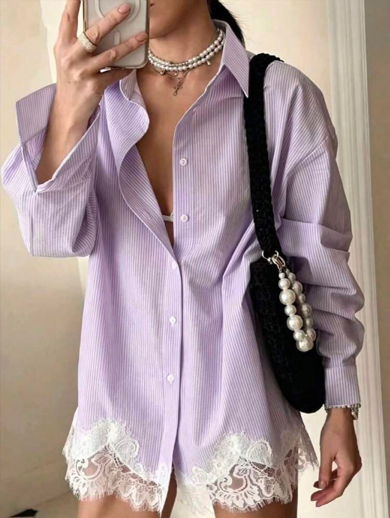 Lace Stripe Shirt