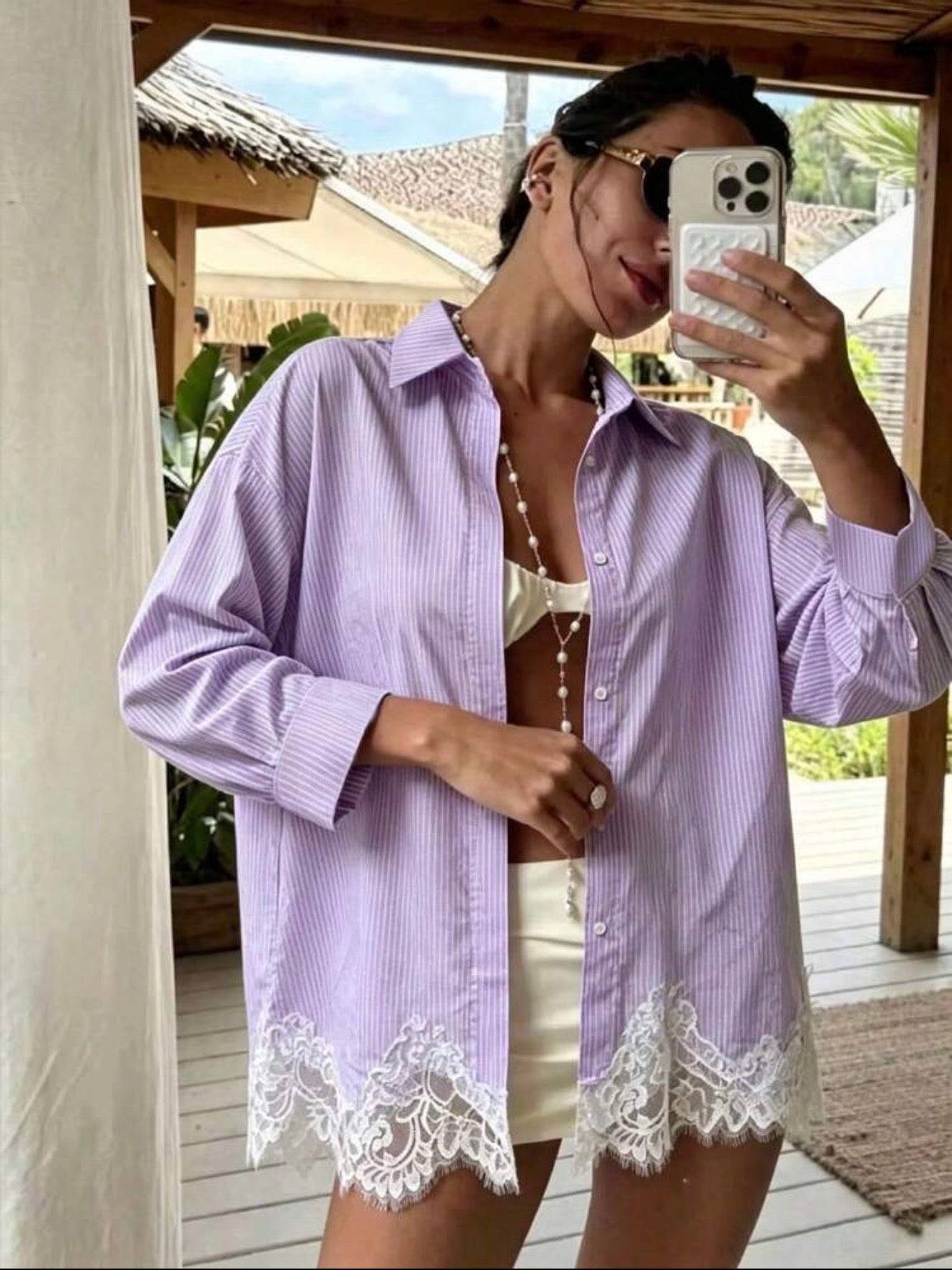Lace Stripe Shirt