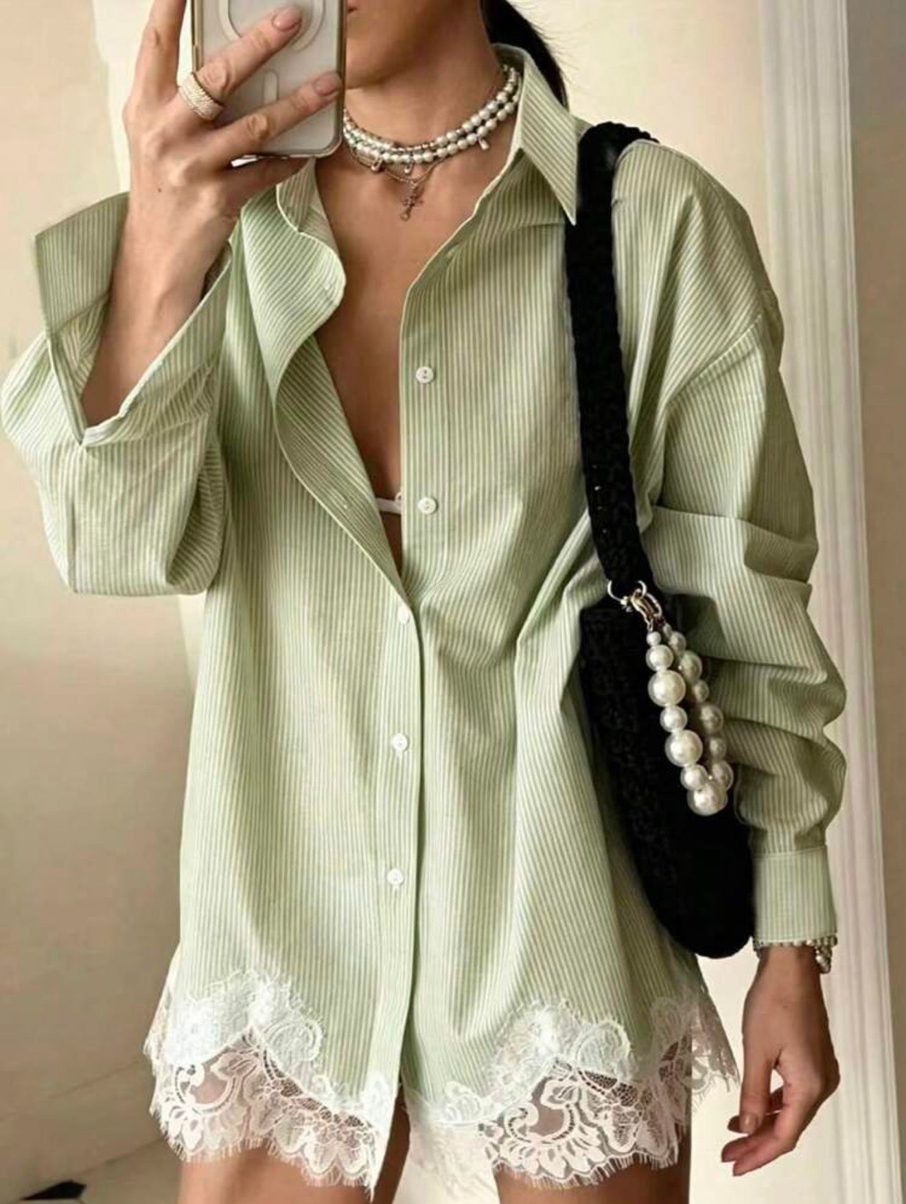 Lace Stripe Shirt