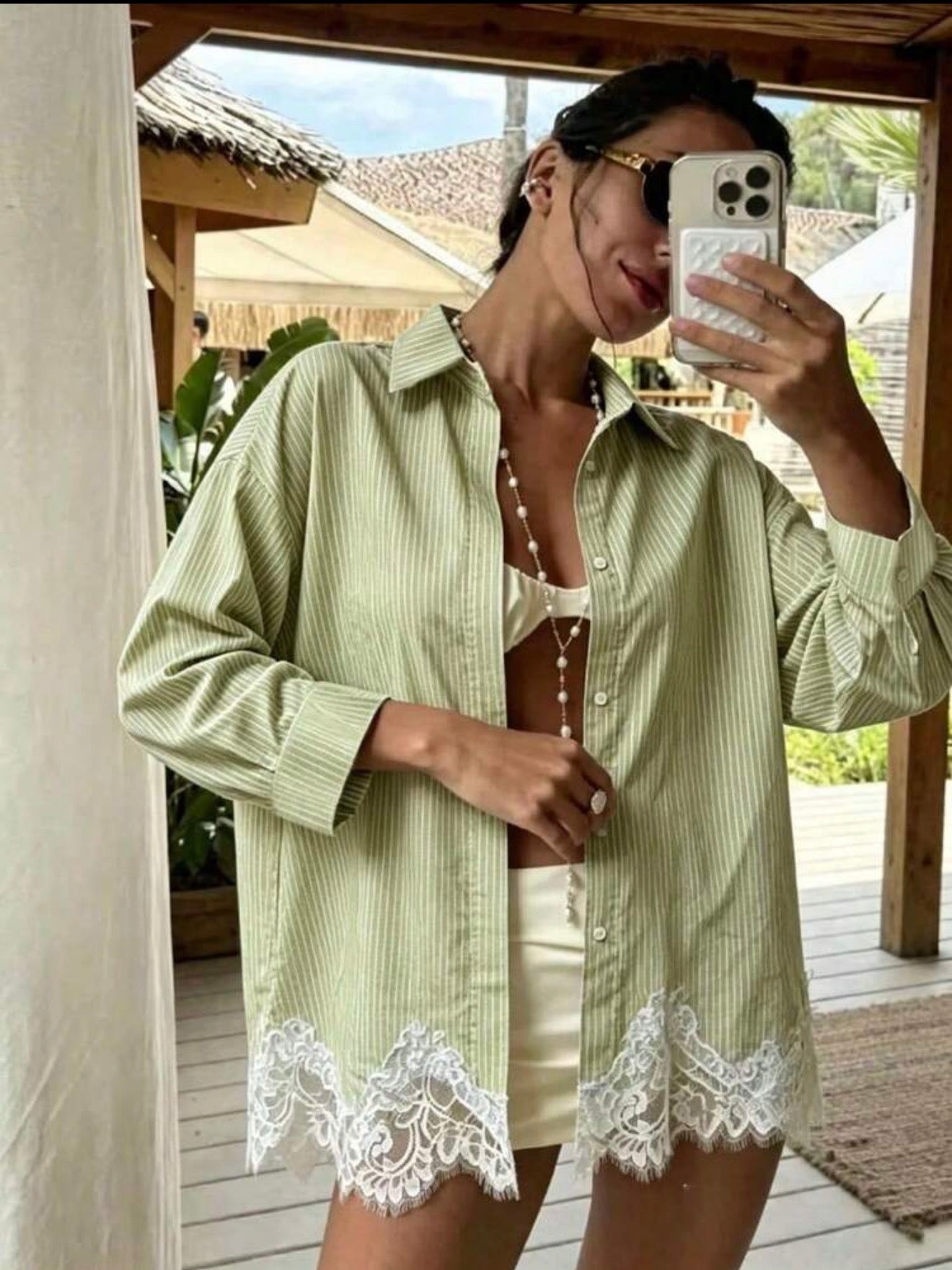 Lace Stripe Shirt