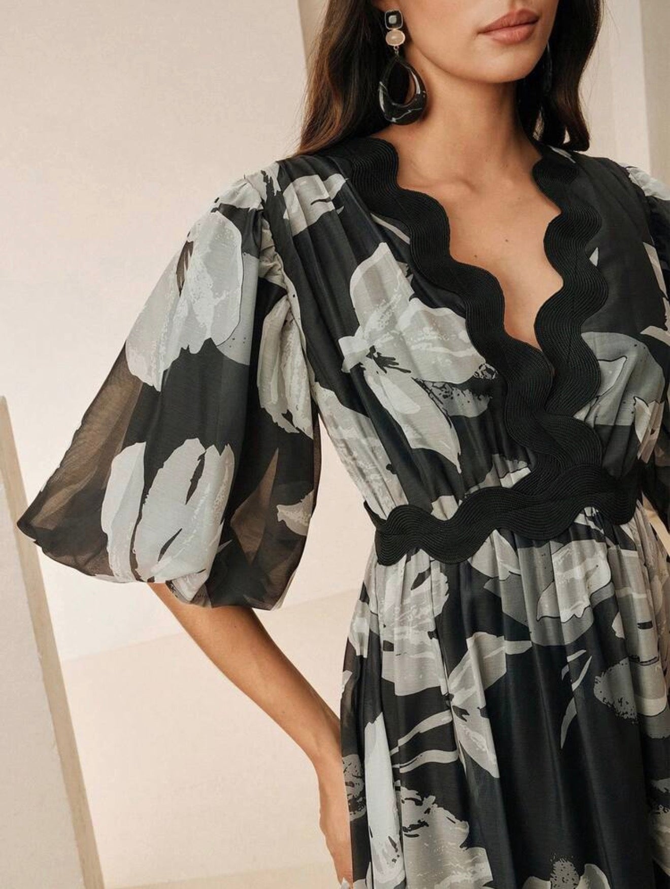Monochrome Bloom Maxi