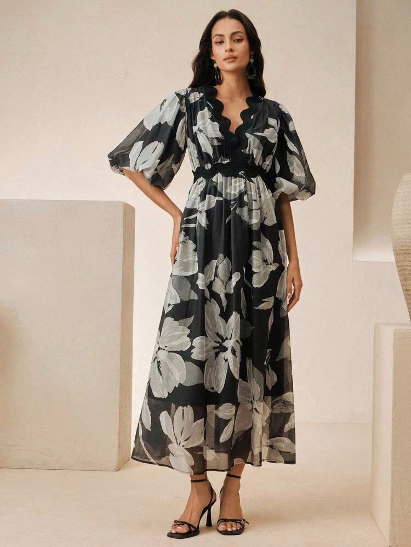 Monochrome Bloom Maxi