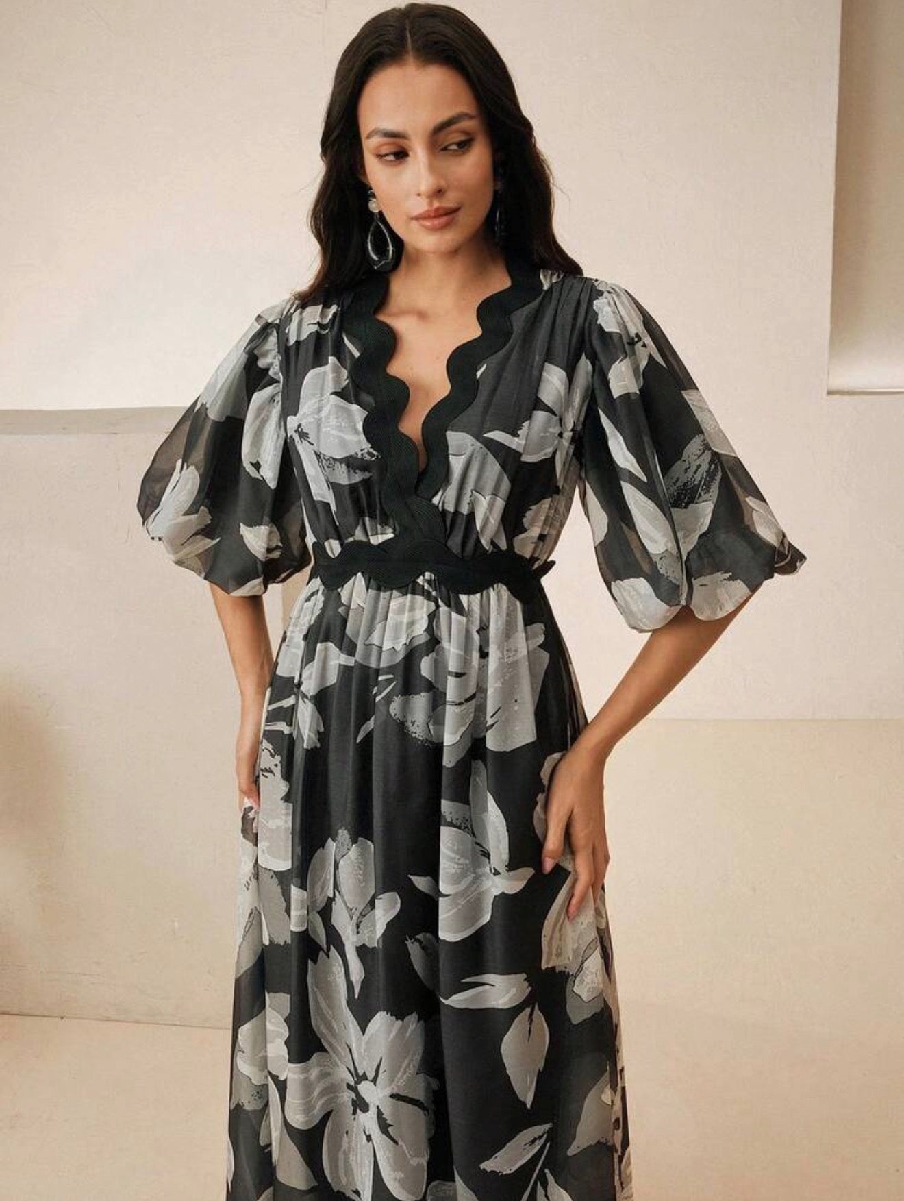 Monochrome Bloom Maxi