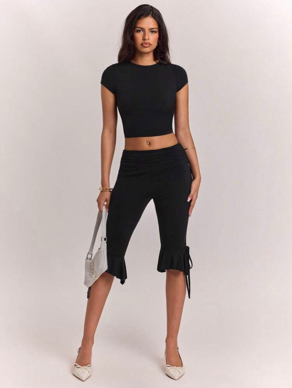 Ruched Waist Bermuda Shorts Set