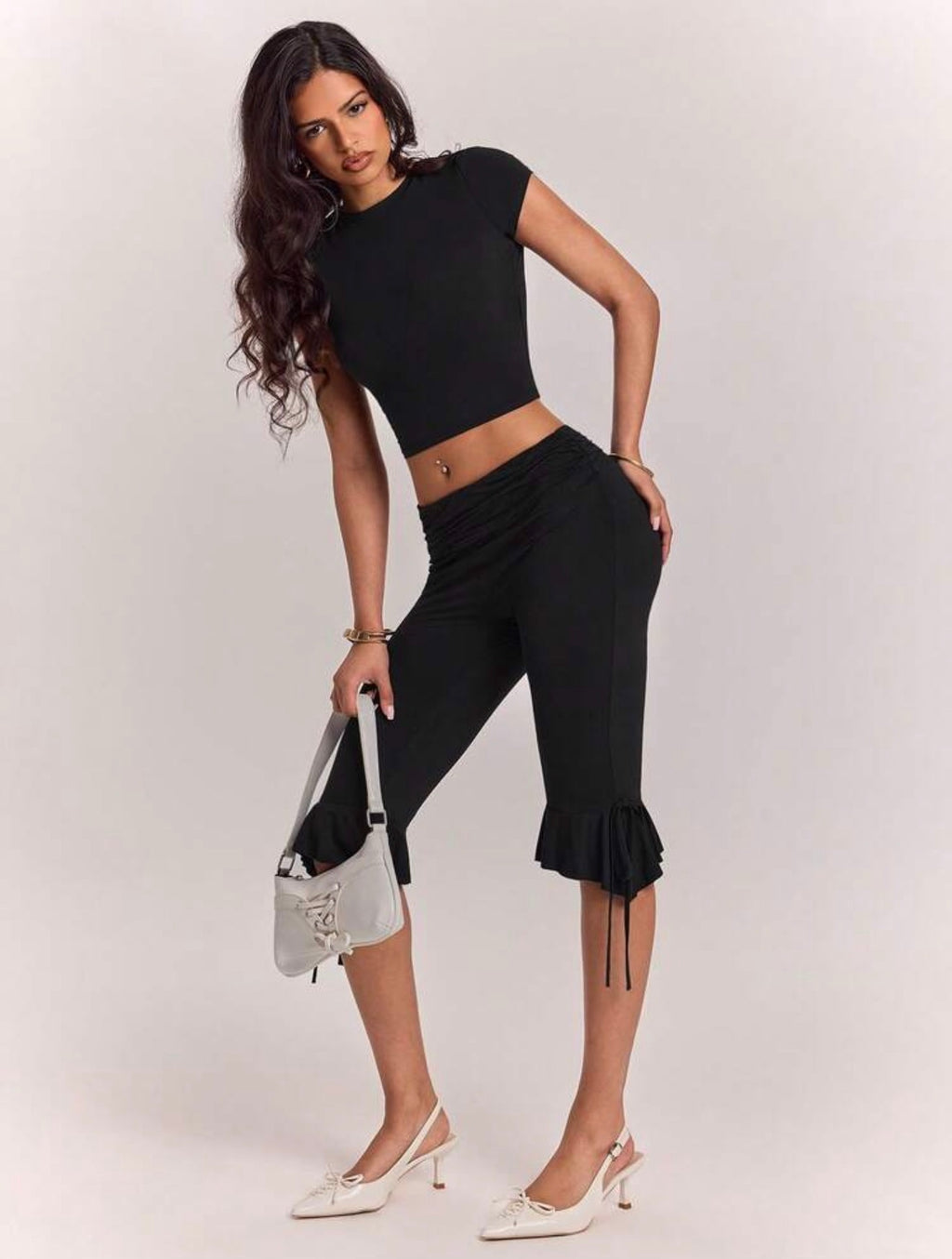 Ruched Waist Bermuda Shorts Set