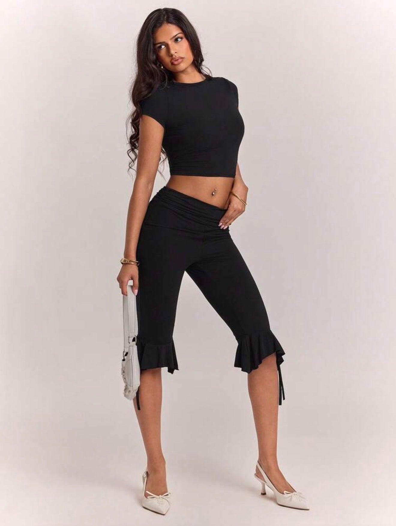 Ruched Waist Bermuda Shorts Set