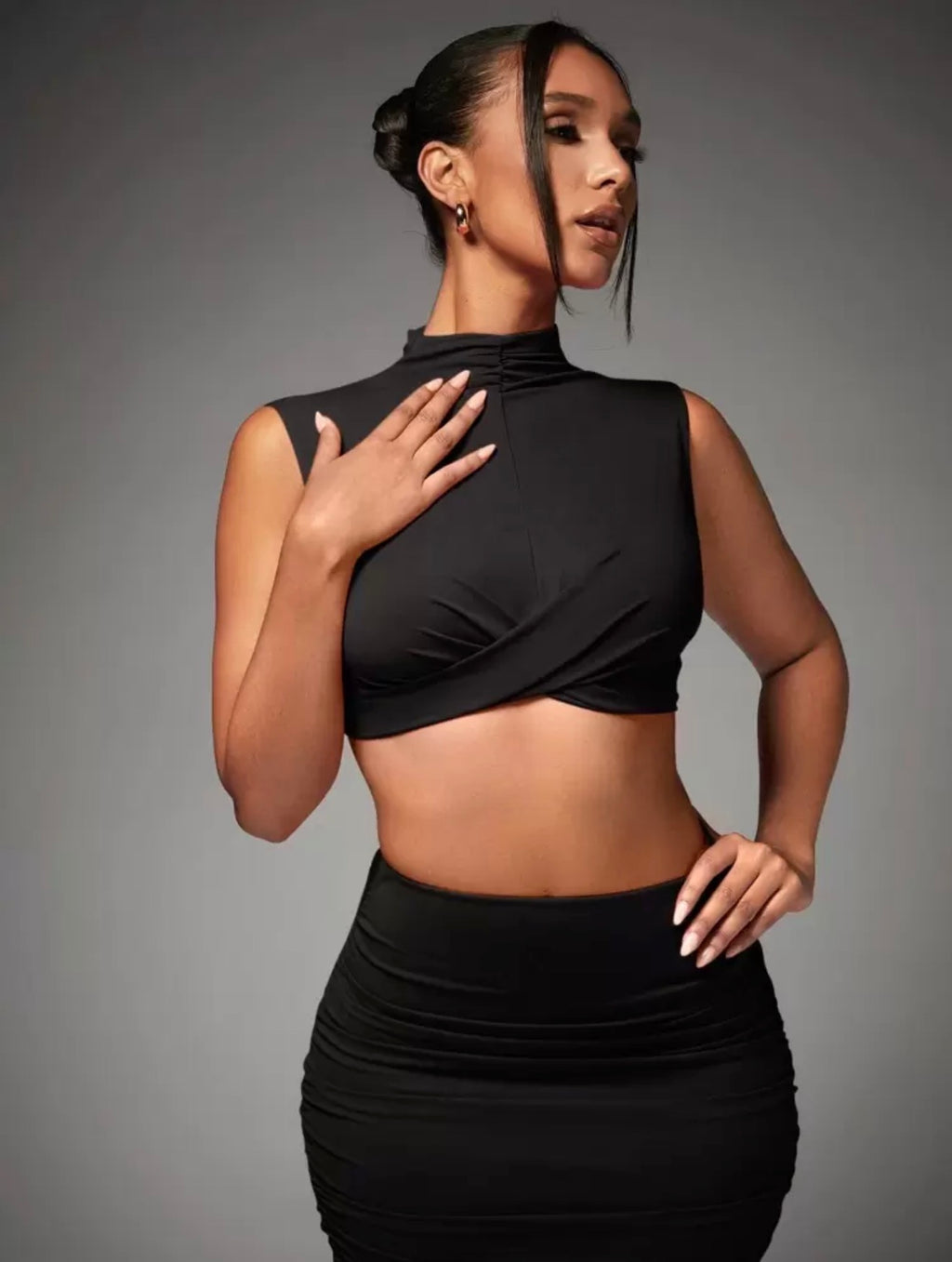 Twist Front Ruched Maxi Co-ord Set
