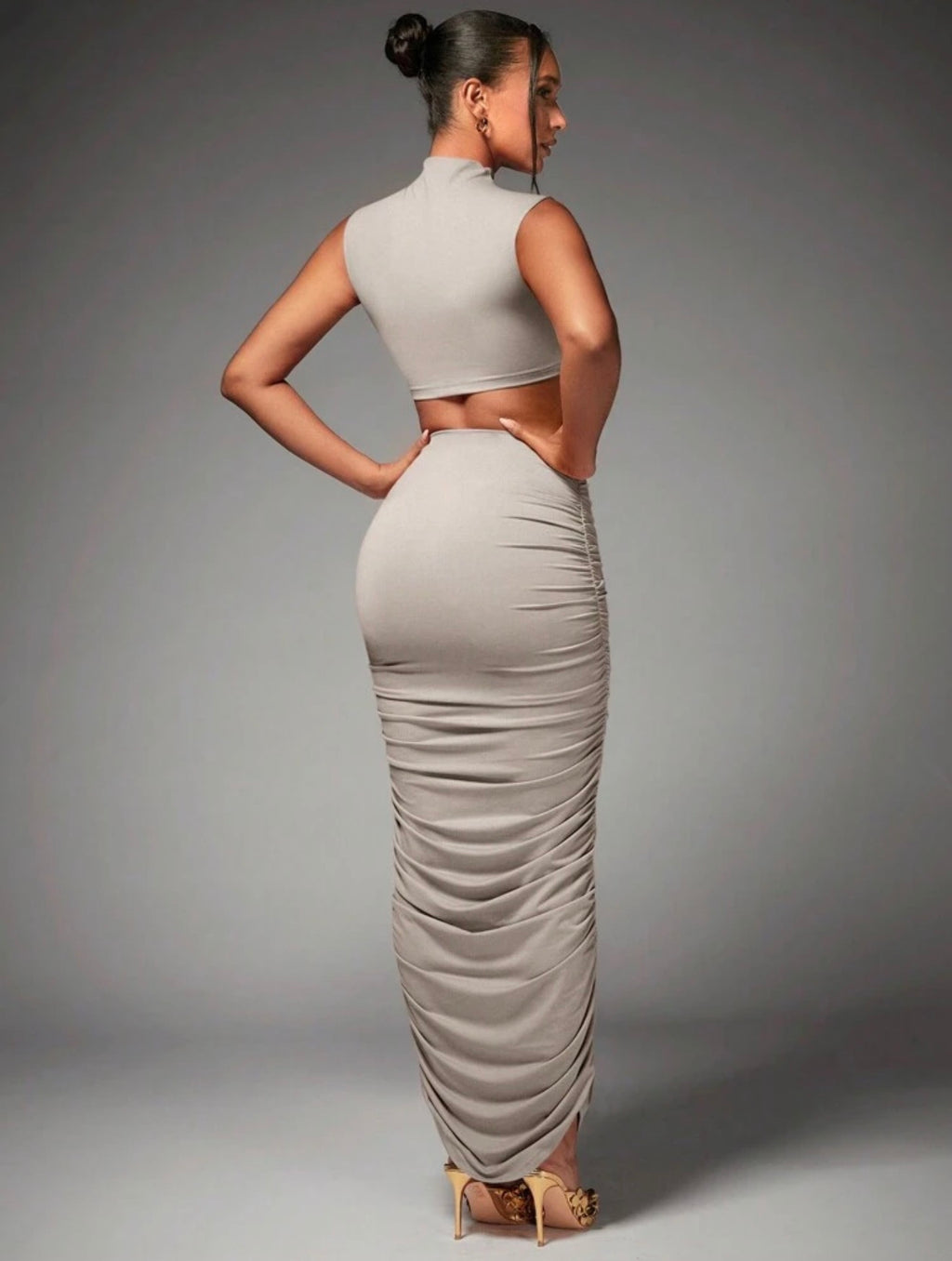 Twist Front Ruched Maxi Co-ord Set