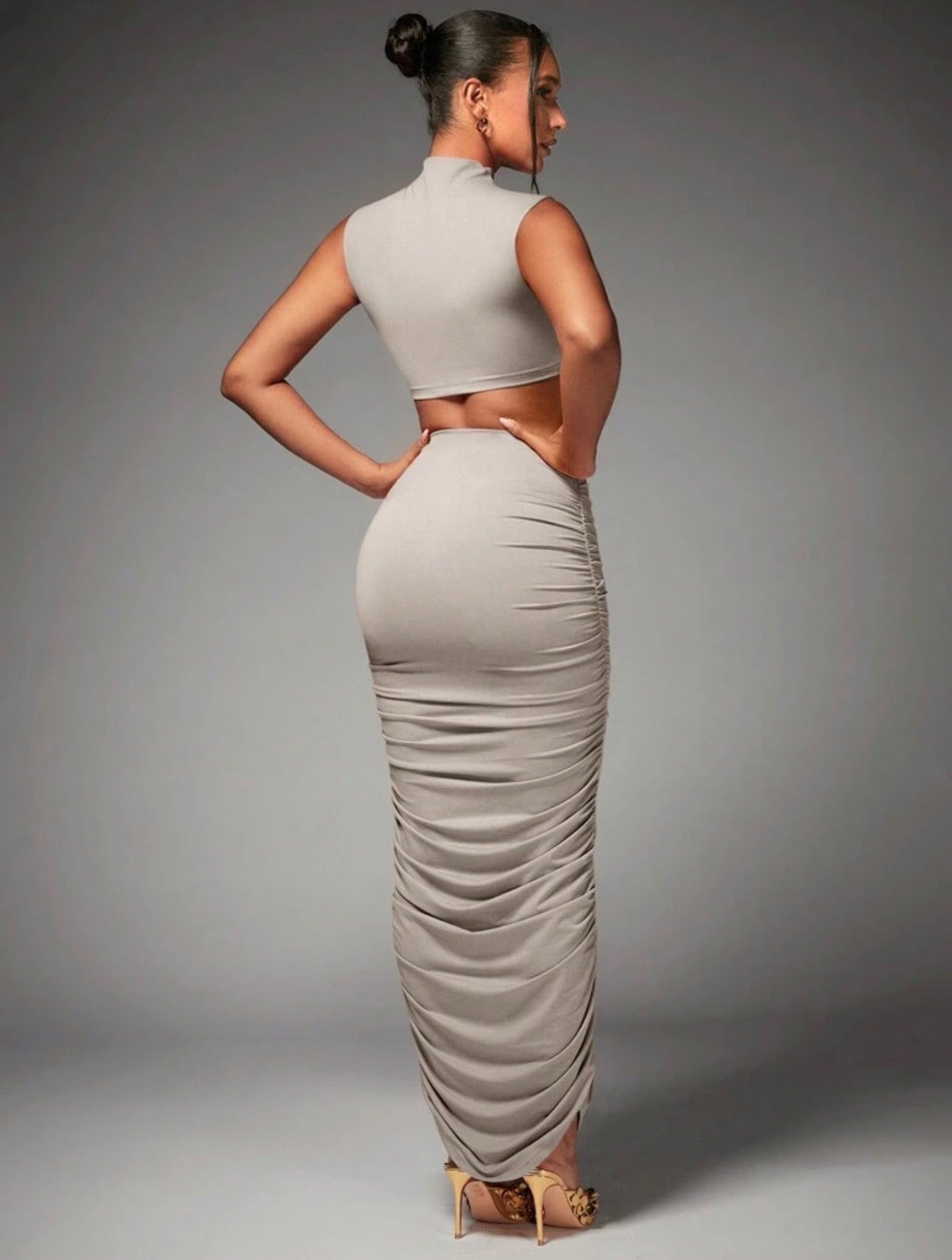Twist Front Ruched Maxi Co-ord Set
