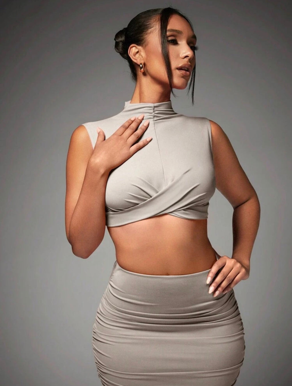 Twist Front Ruched Maxi Co-ord Set