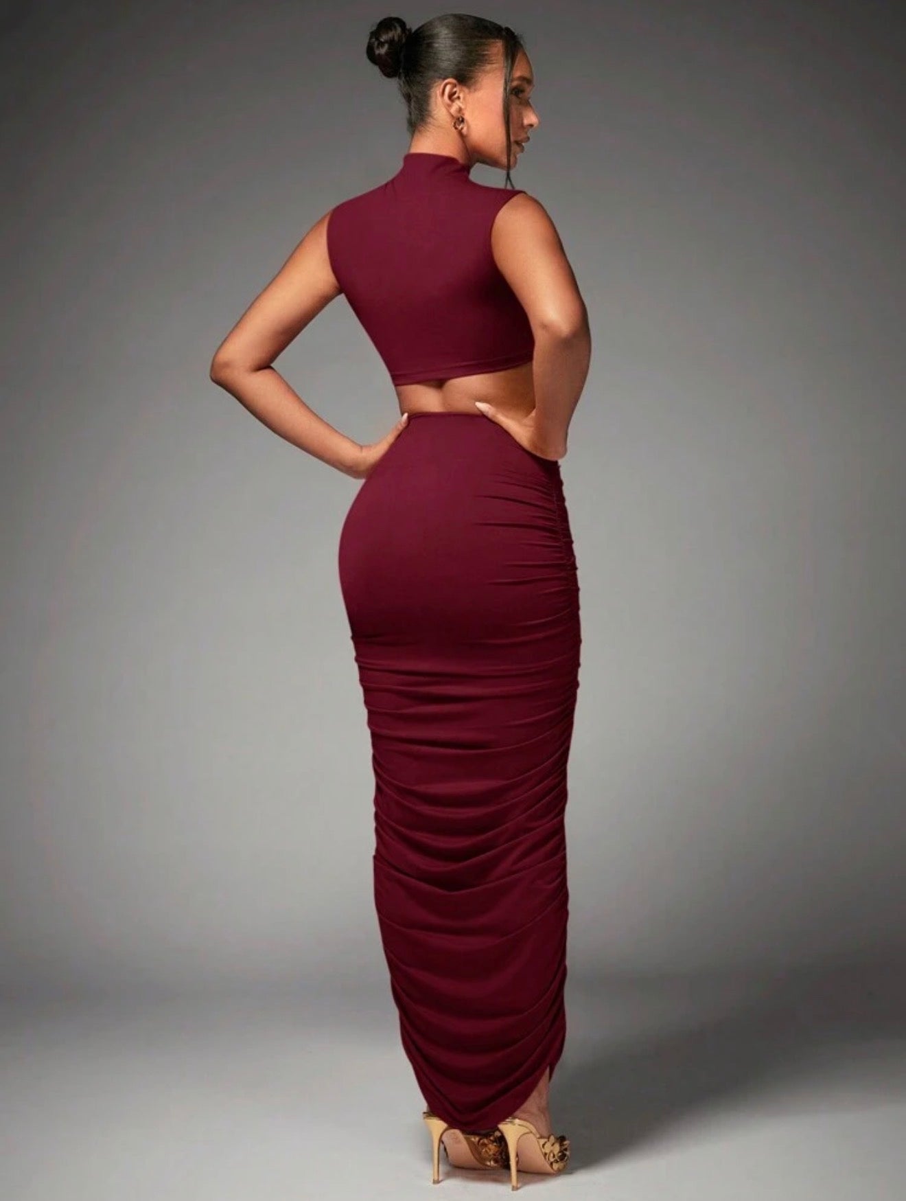 Twist Front Ruched Maxi Co-ord Set