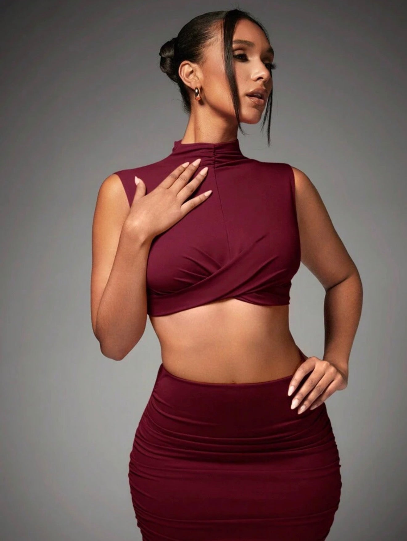 Twist Front Ruched Maxi Co-ord Set