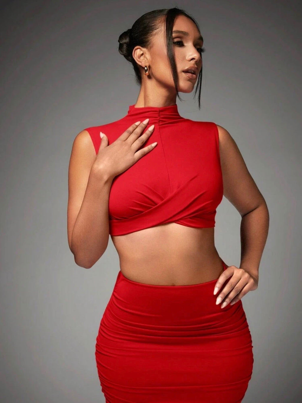 Twist Front Ruched Maxi Co-ord Set