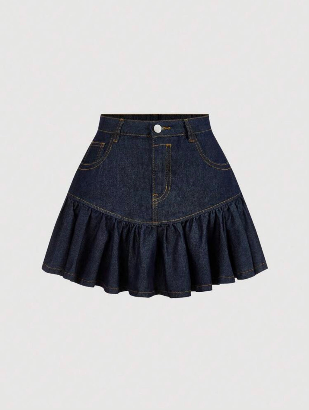 Flounce Hem Denim Skirt