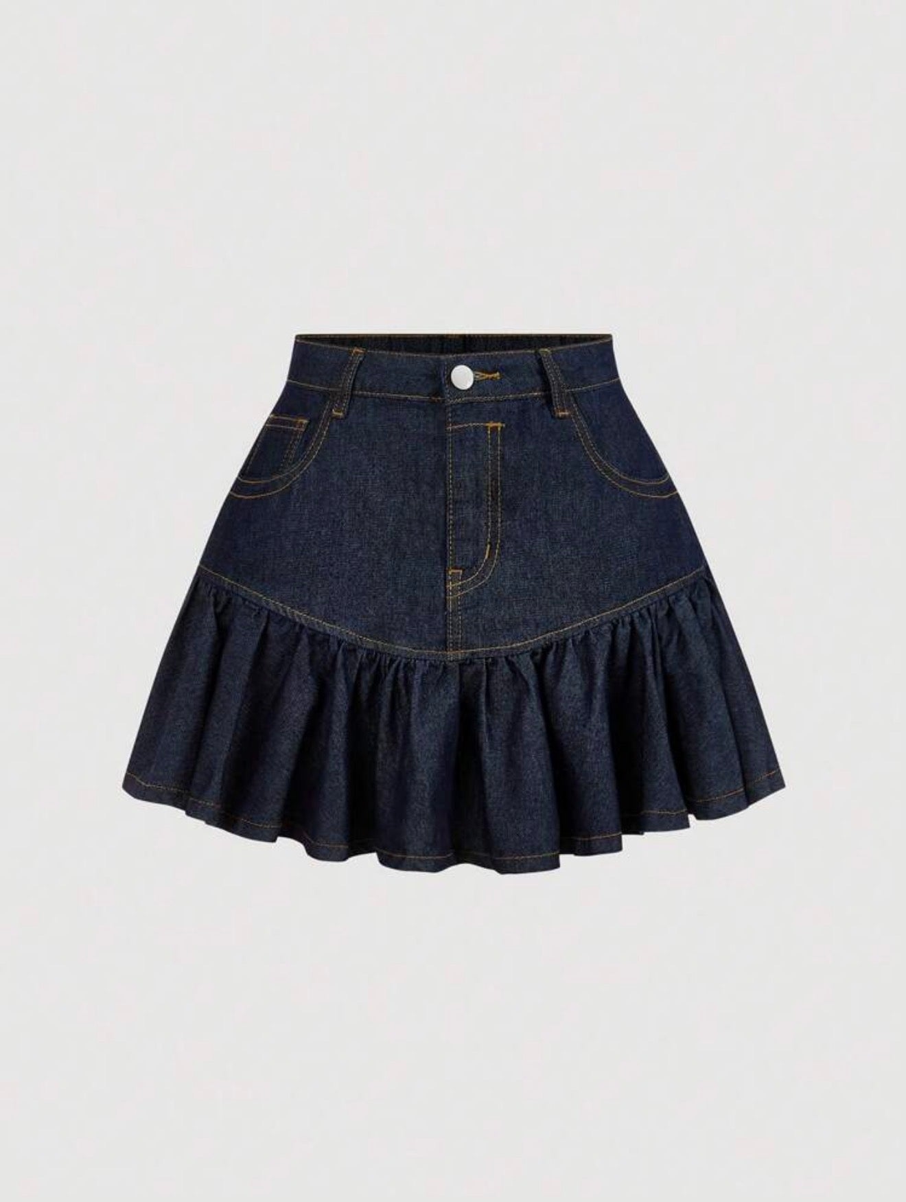 Flounce Hem Denim Skirt