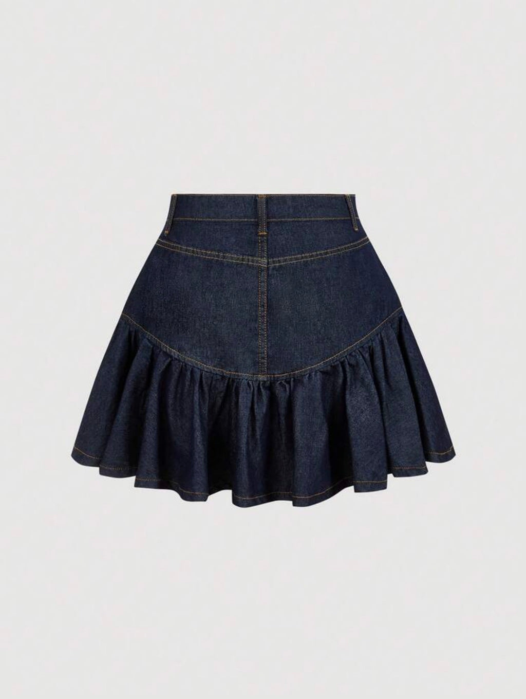 Flounce Hem Denim Skirt