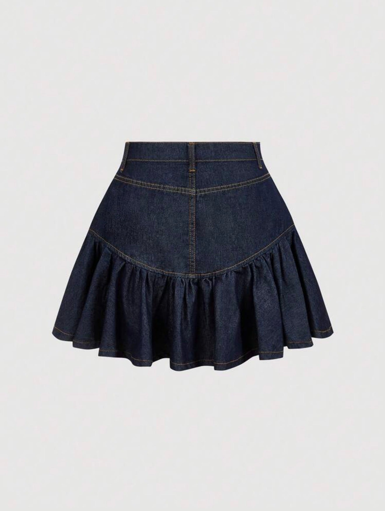 Flounce Hem Denim Skirt
